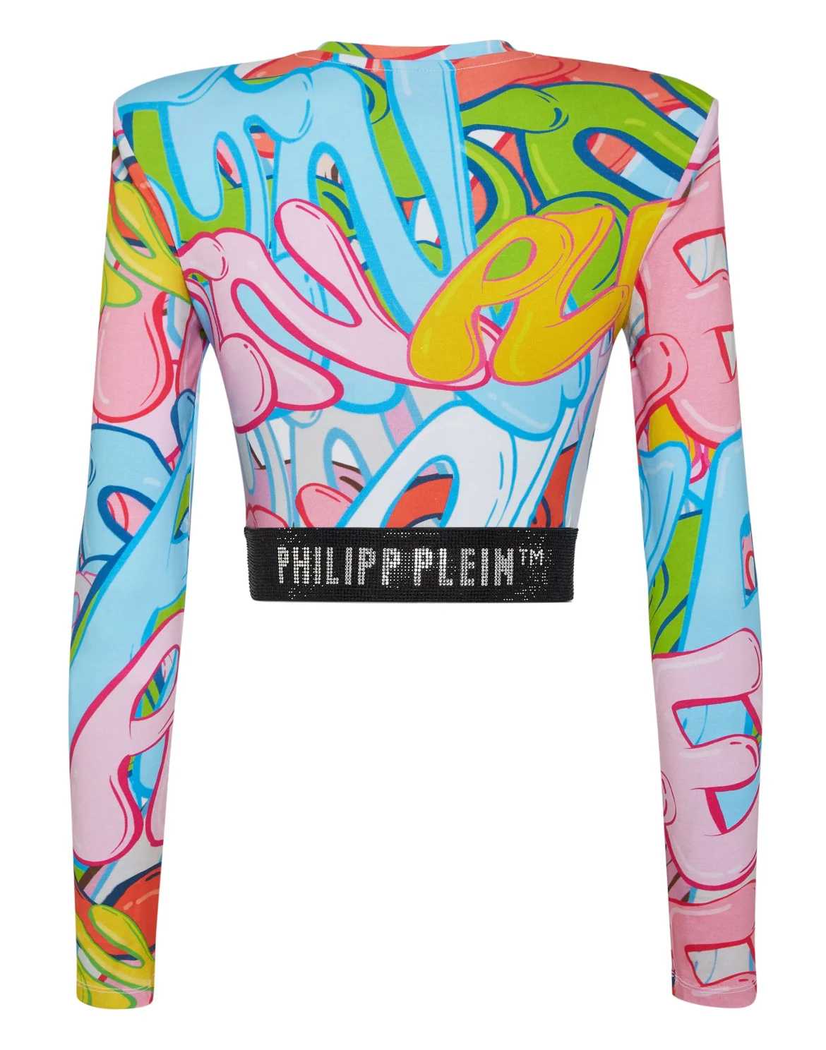 Padded Shoulder Cropped Top LS Bombing Graffiti, цвет: Мультиколор
