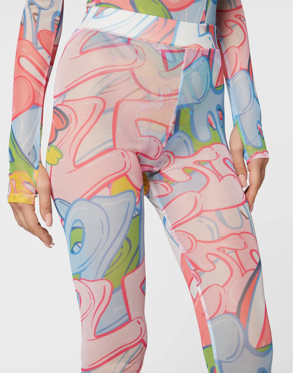 Tulle Leggings Bombing Graffiti, цвет: Мультиколор