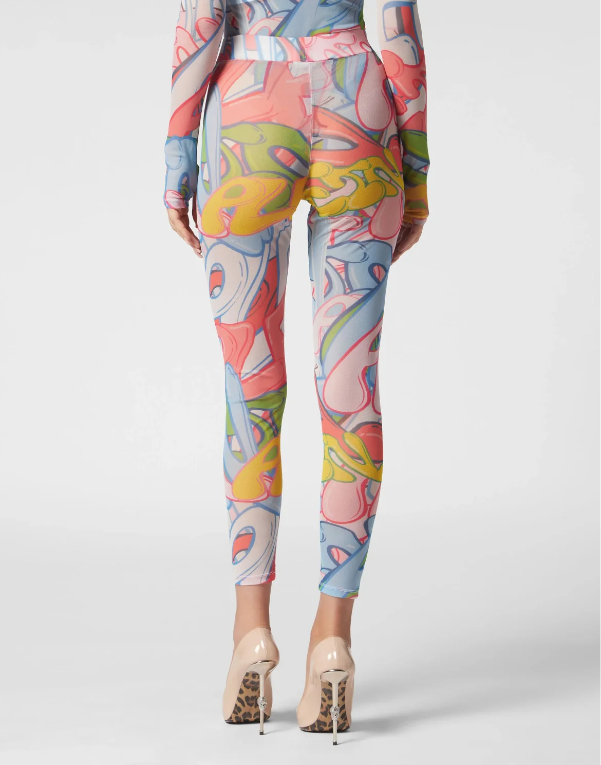Tulle Leggings Bombing Graffiti, цвет: Мультиколор