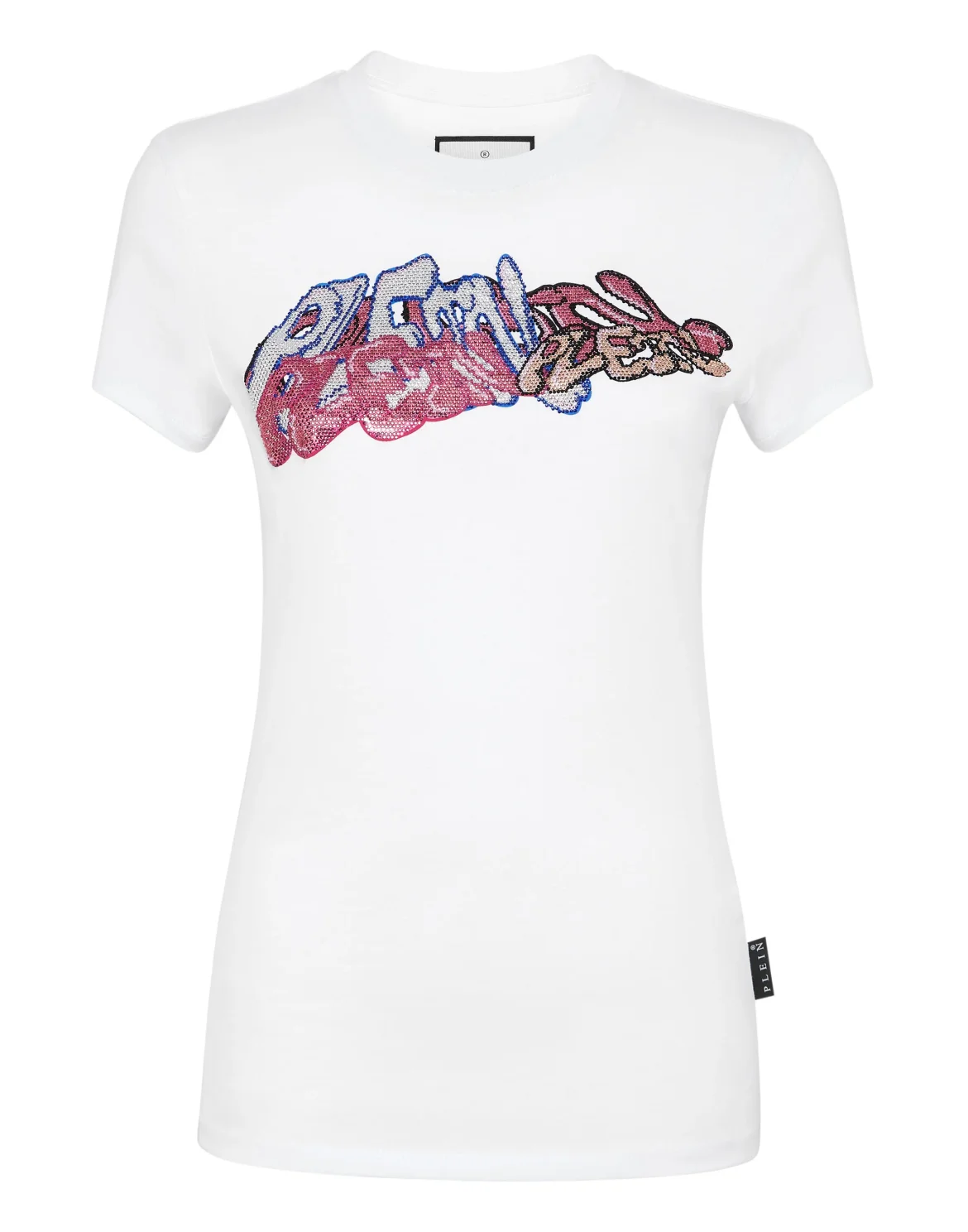 T-Shirt Sexy Pure with Crystals Bombing Graffiti, цвет: Белый