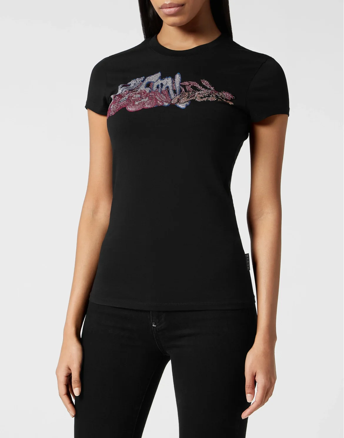 T-Shirt Sexy Pure with Crystals Bombing Graffiti, цвет: Черный