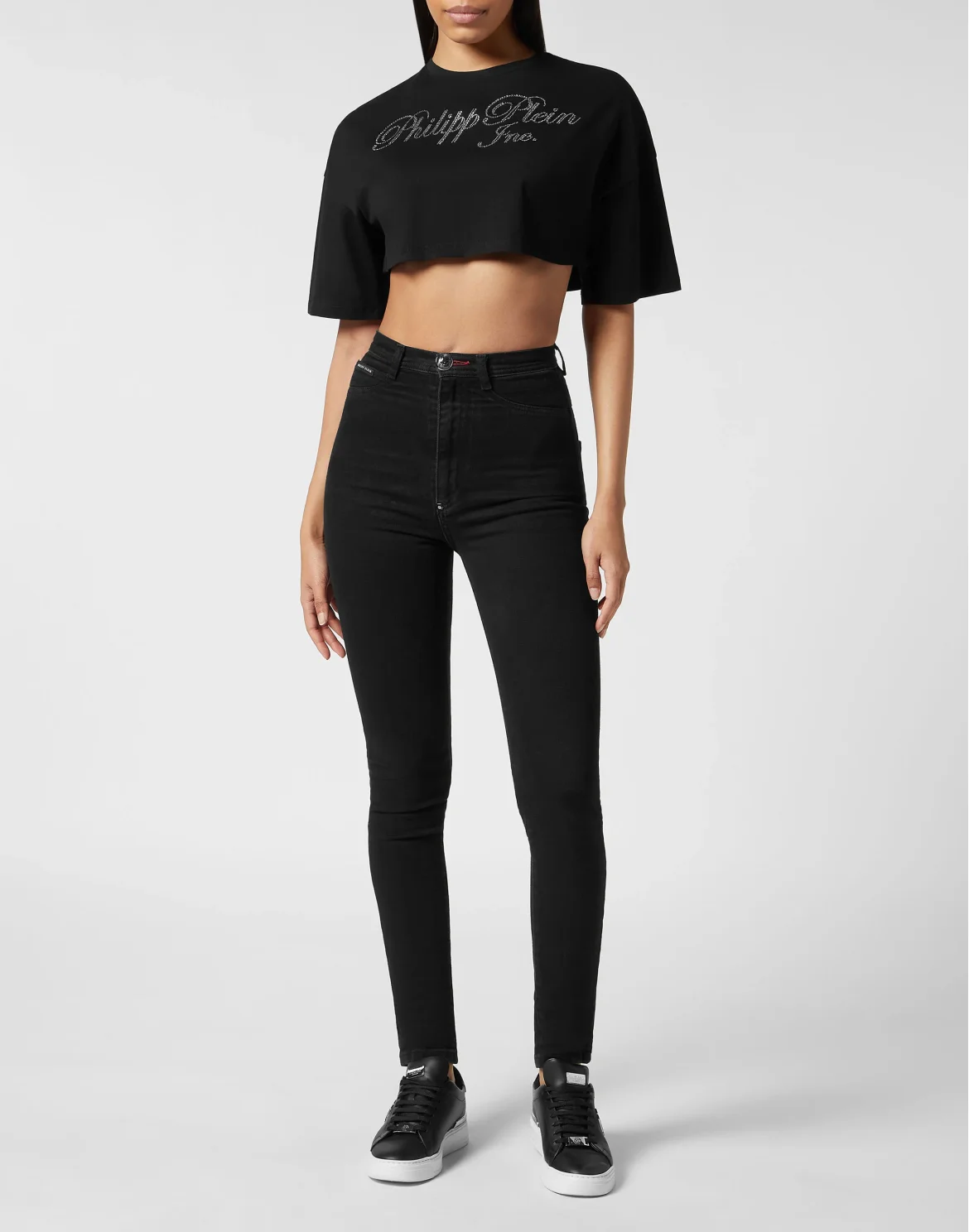 Cropped T-shirt with Crystals Philipp Plein TM, цвет: Черный