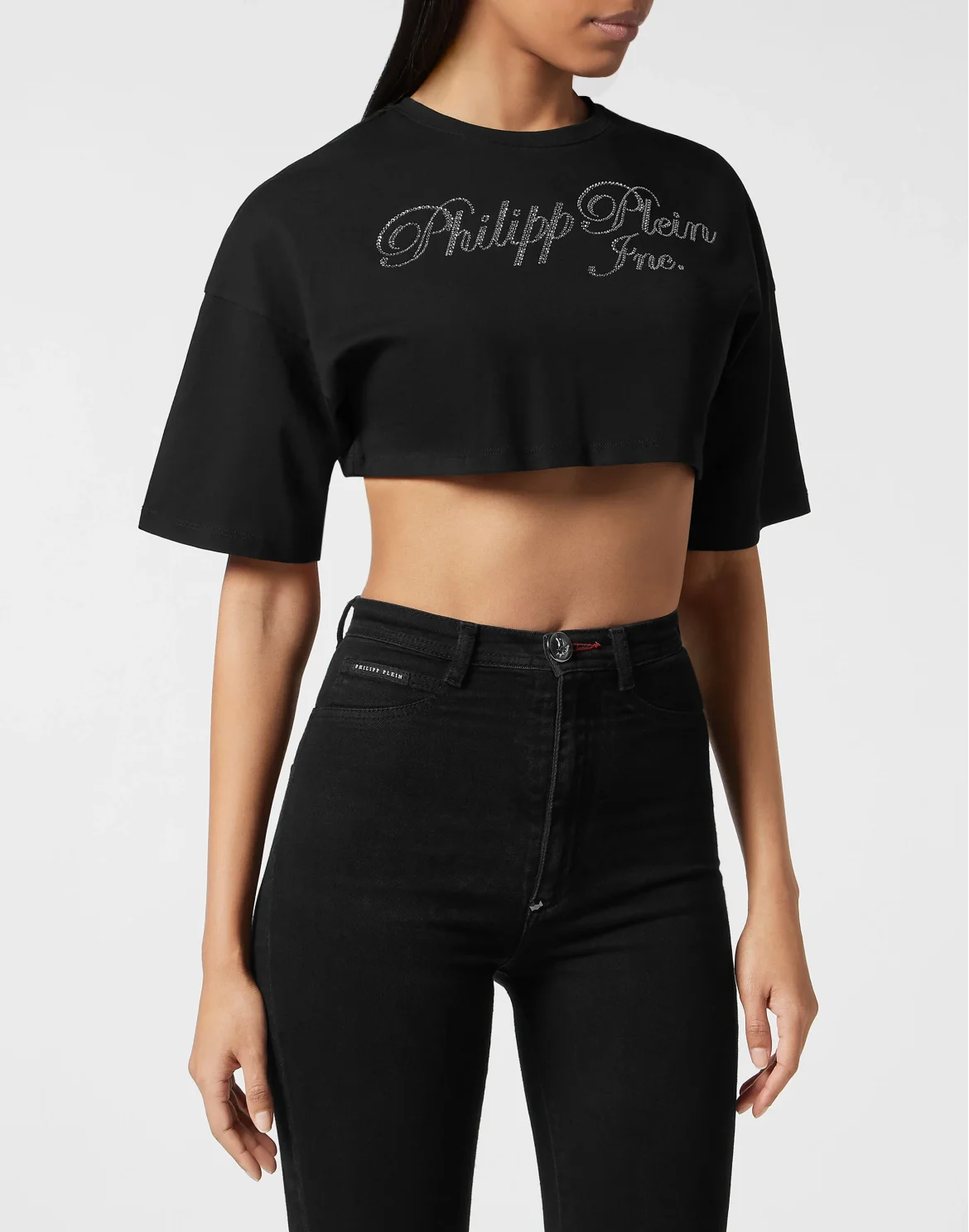 Cropped T-shirt with Crystals Philipp Plein TM, цвет: Черный
