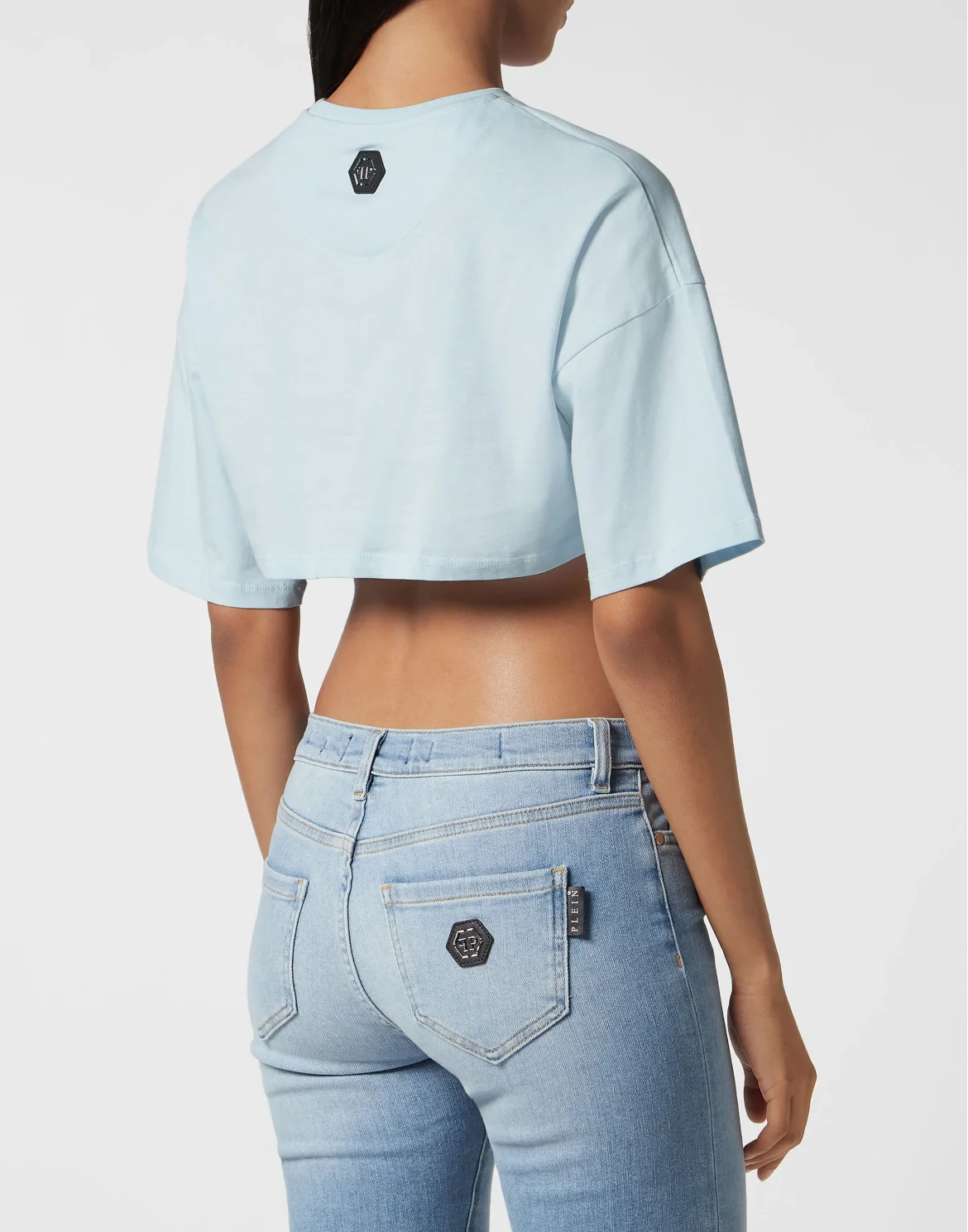 Cropped T-shirt with Crystals Philipp Plein TM, цвет: Голубой