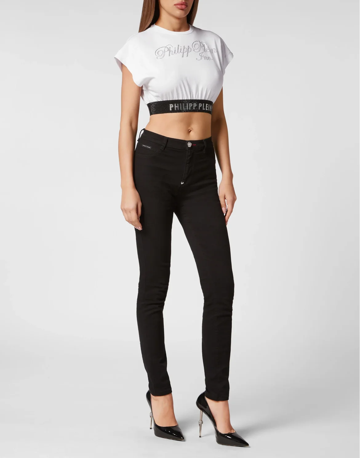 Cropped Top with Crystals Philipp Plein TM, цвет: Белый