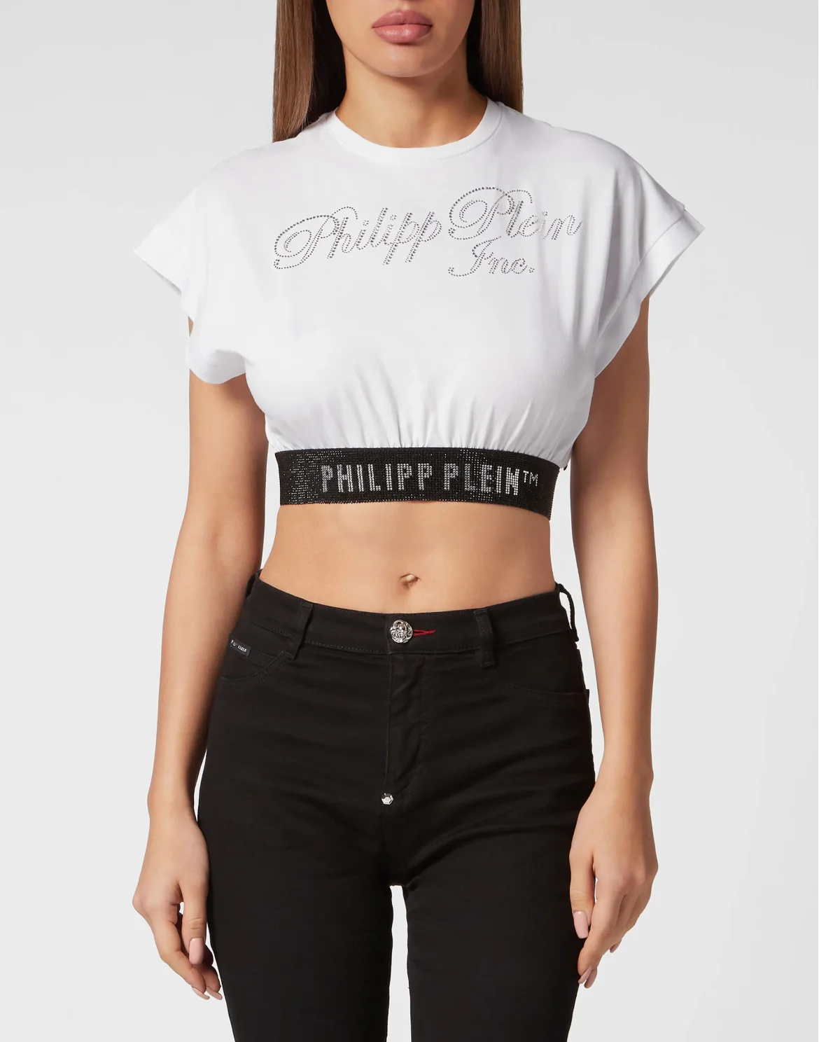 Cropped Top with Crystals Philipp Plein TM, цвет: Белый