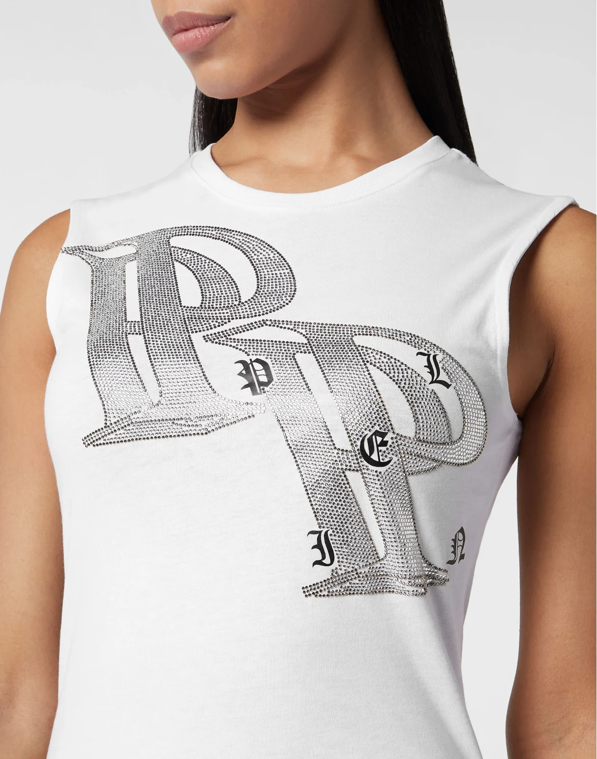 Full Strass Tank Top Wire Frame, цвет: Белый