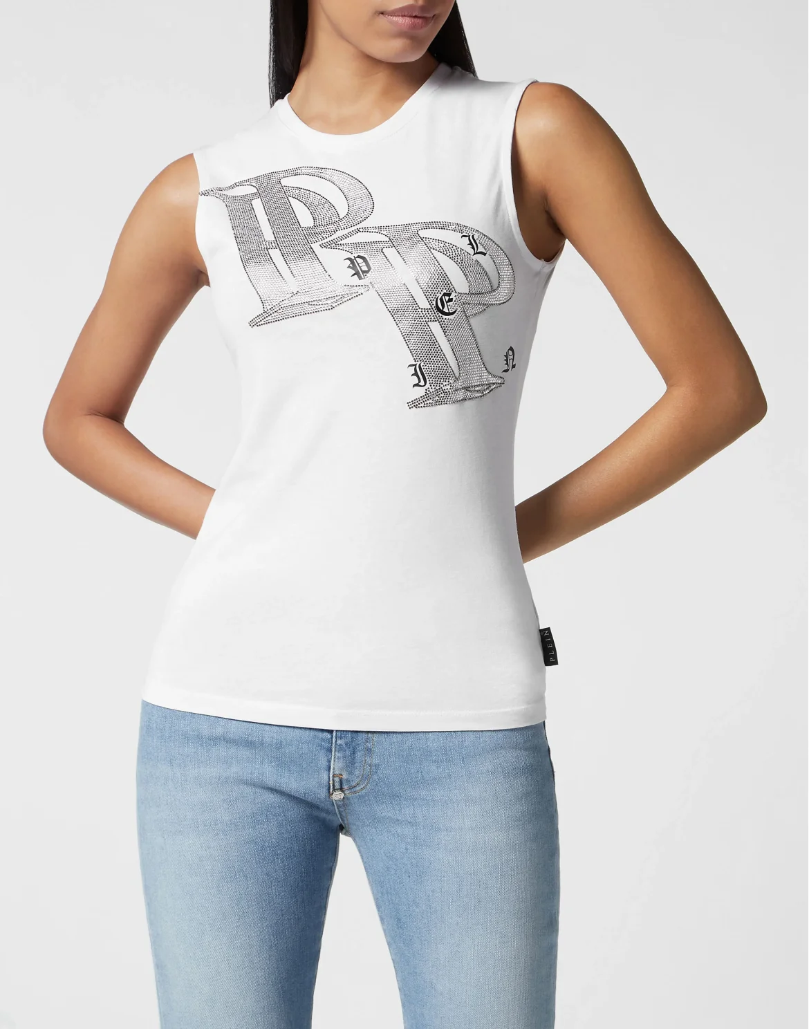 Full Strass Tank Top Wire Frame, цвет: Белый
