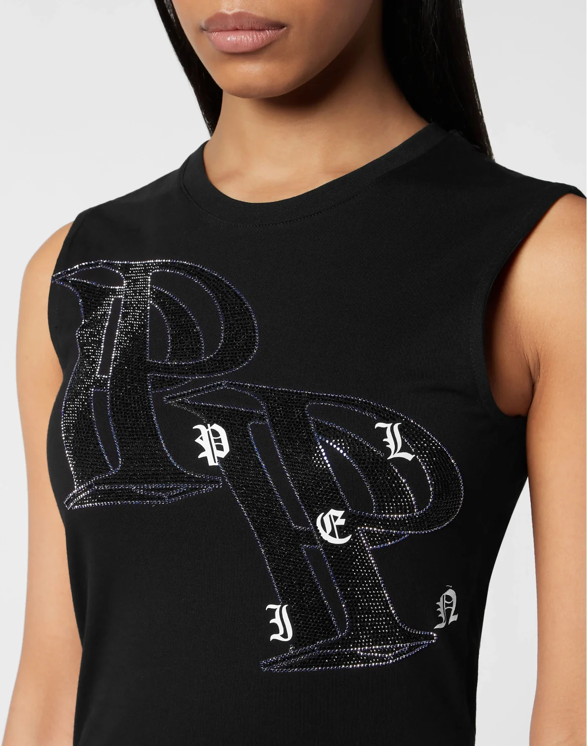 Full Strass Tank Top Wire Frame, цвет: Черный