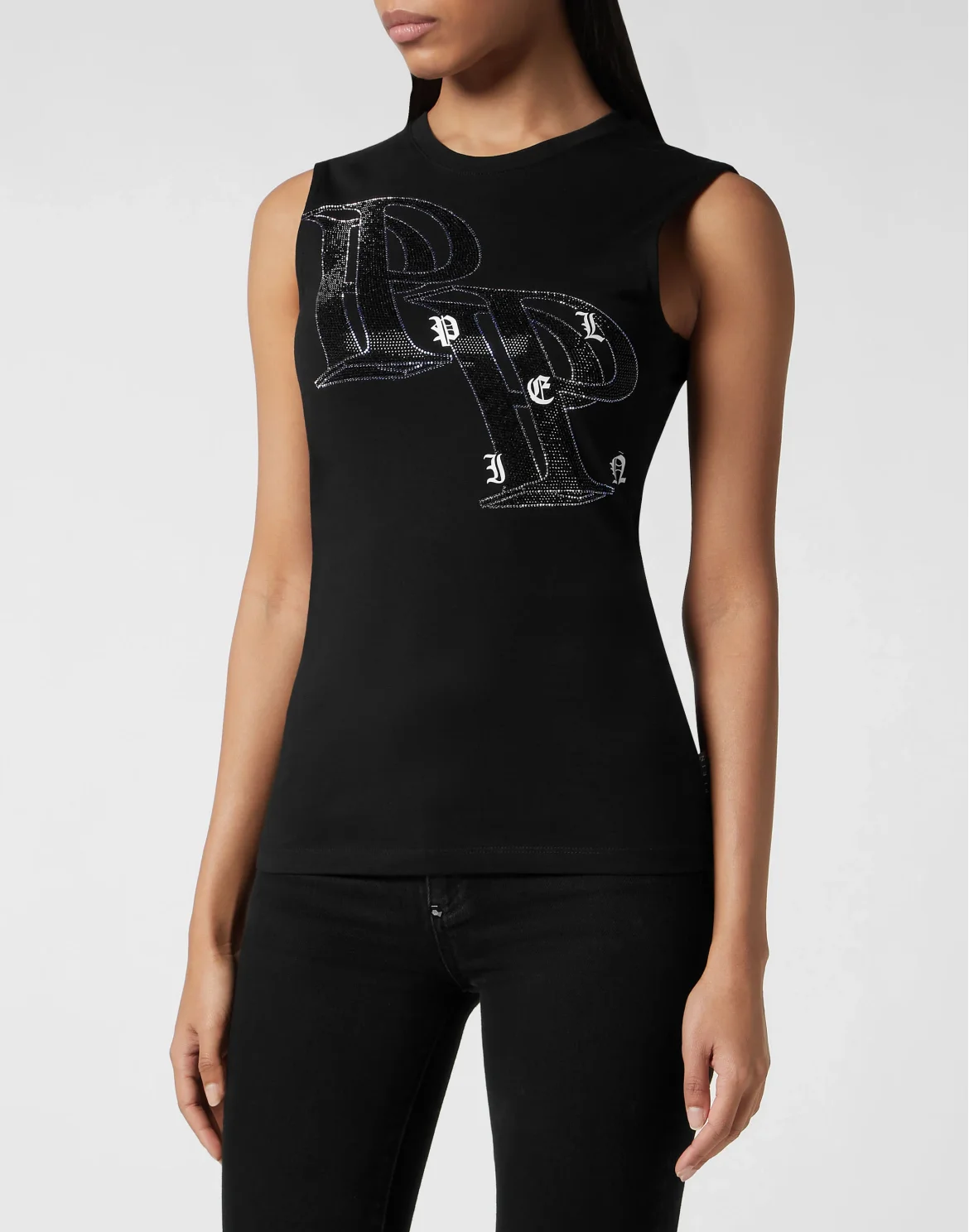 Full Strass Tank Top Wire Frame, цвет: Черный