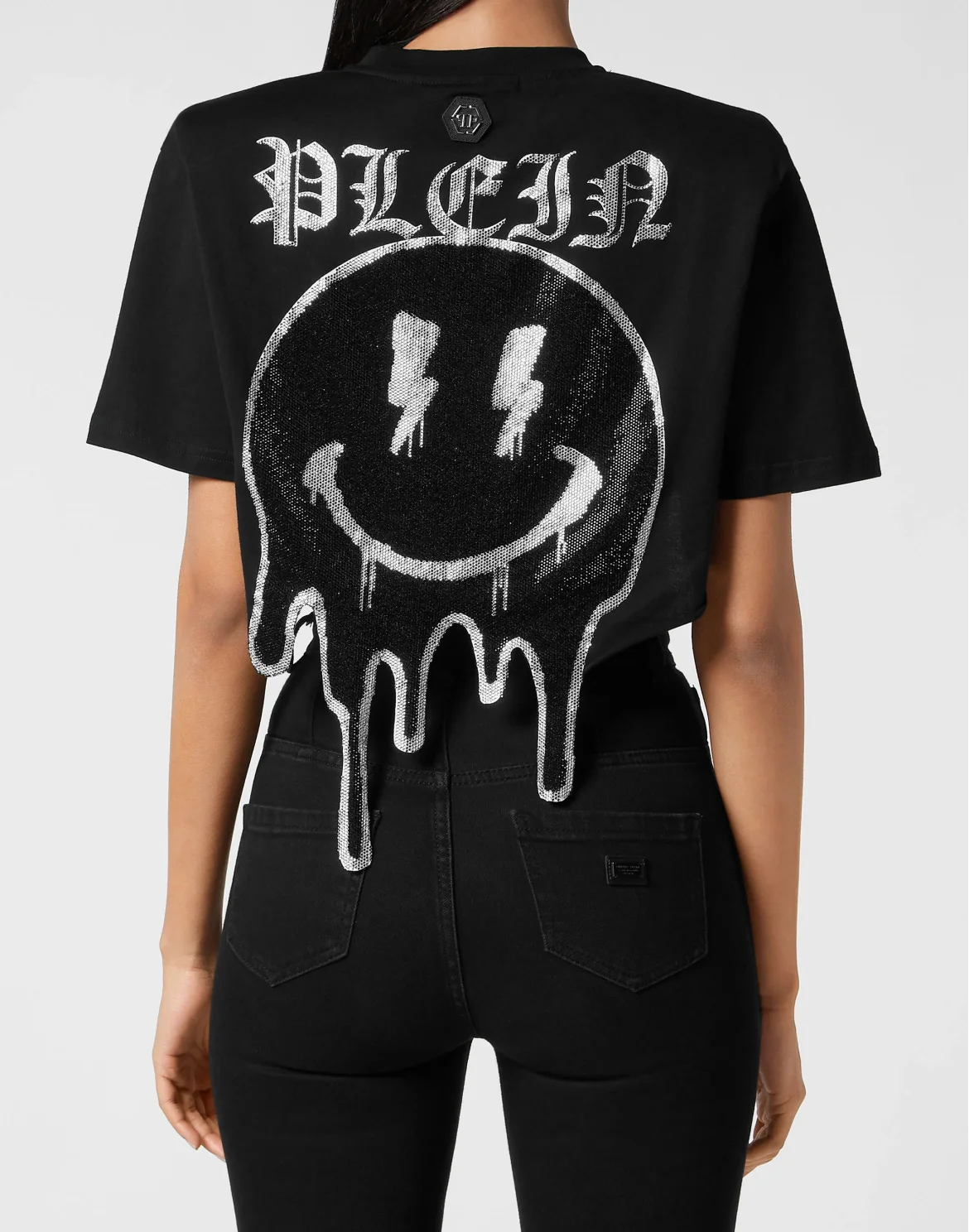Cropped T-shirt Round Neck SS Smile, цвет: Черный