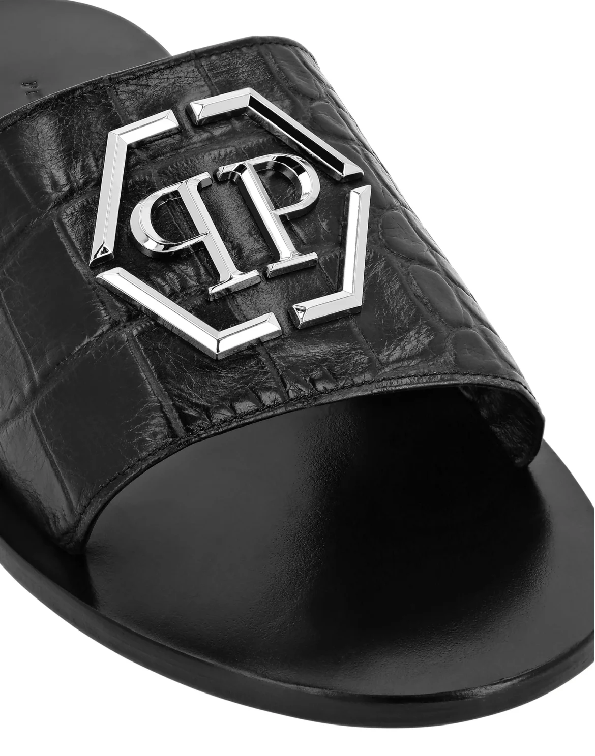 Flat Crocco Printed Sandals, цвет: Черный