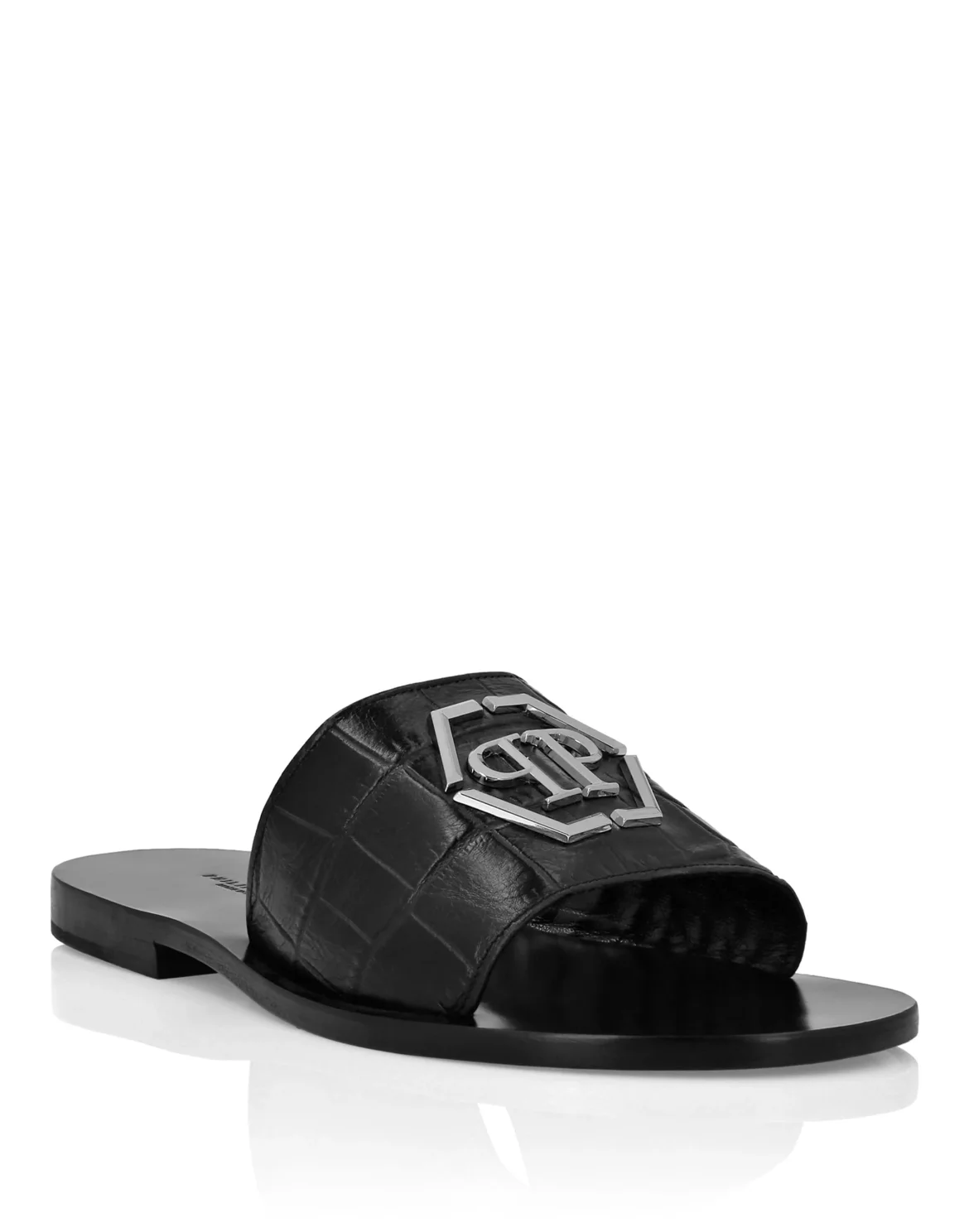 Flat Crocco Printed Sandals, цвет: Черный