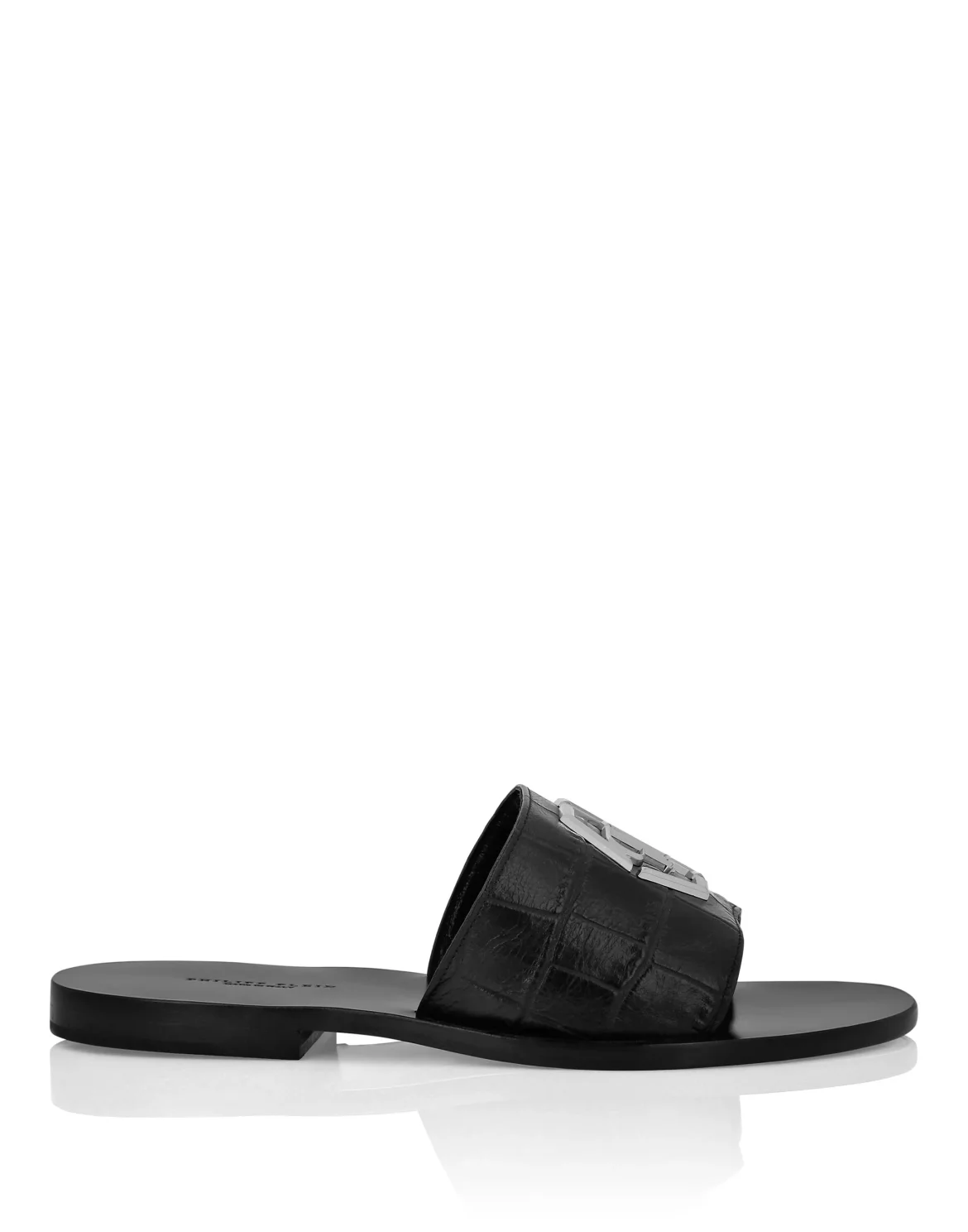 Flat Crocco Printed Sandals, цвет: Черный