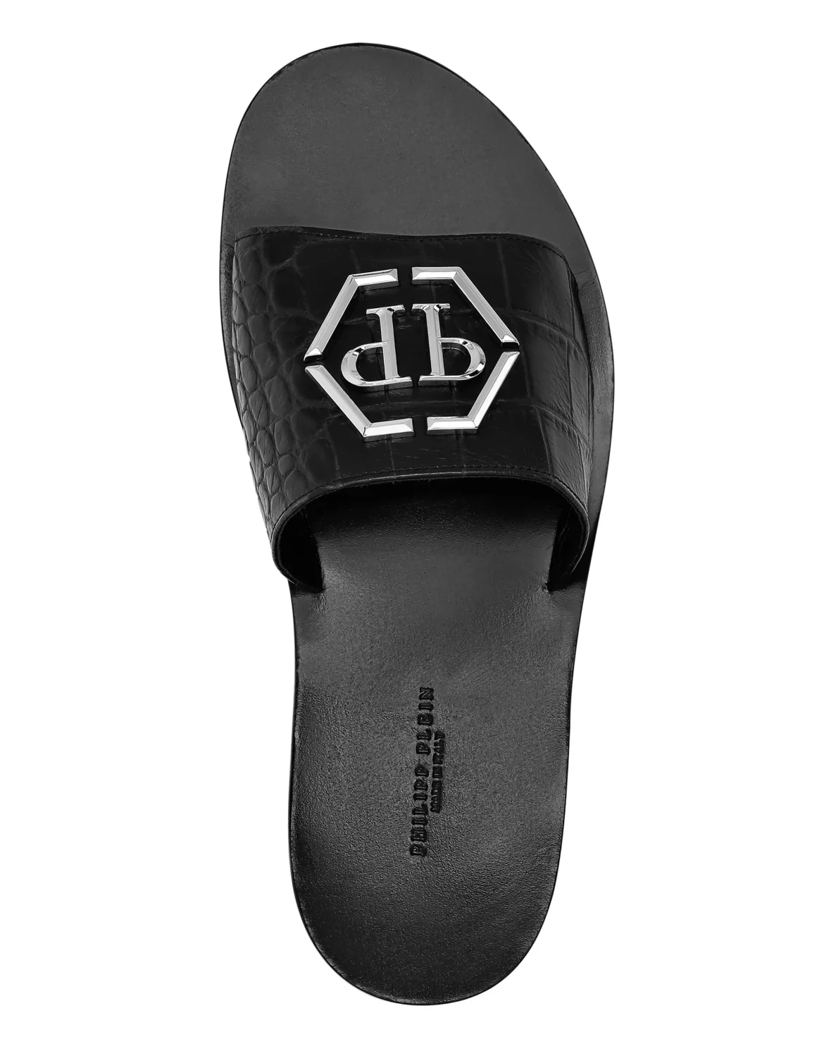Flat Crocco Printed Sandals, цвет: Черный