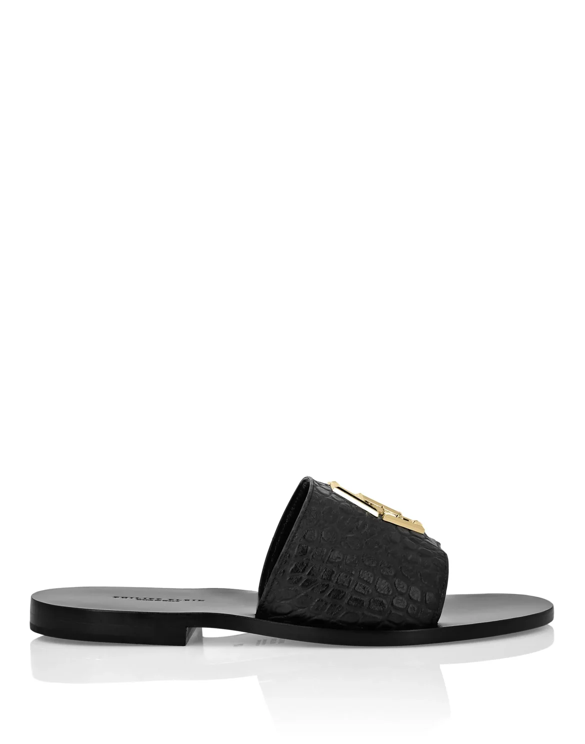Flat Crocco Printed Sandals, цвет: Черный