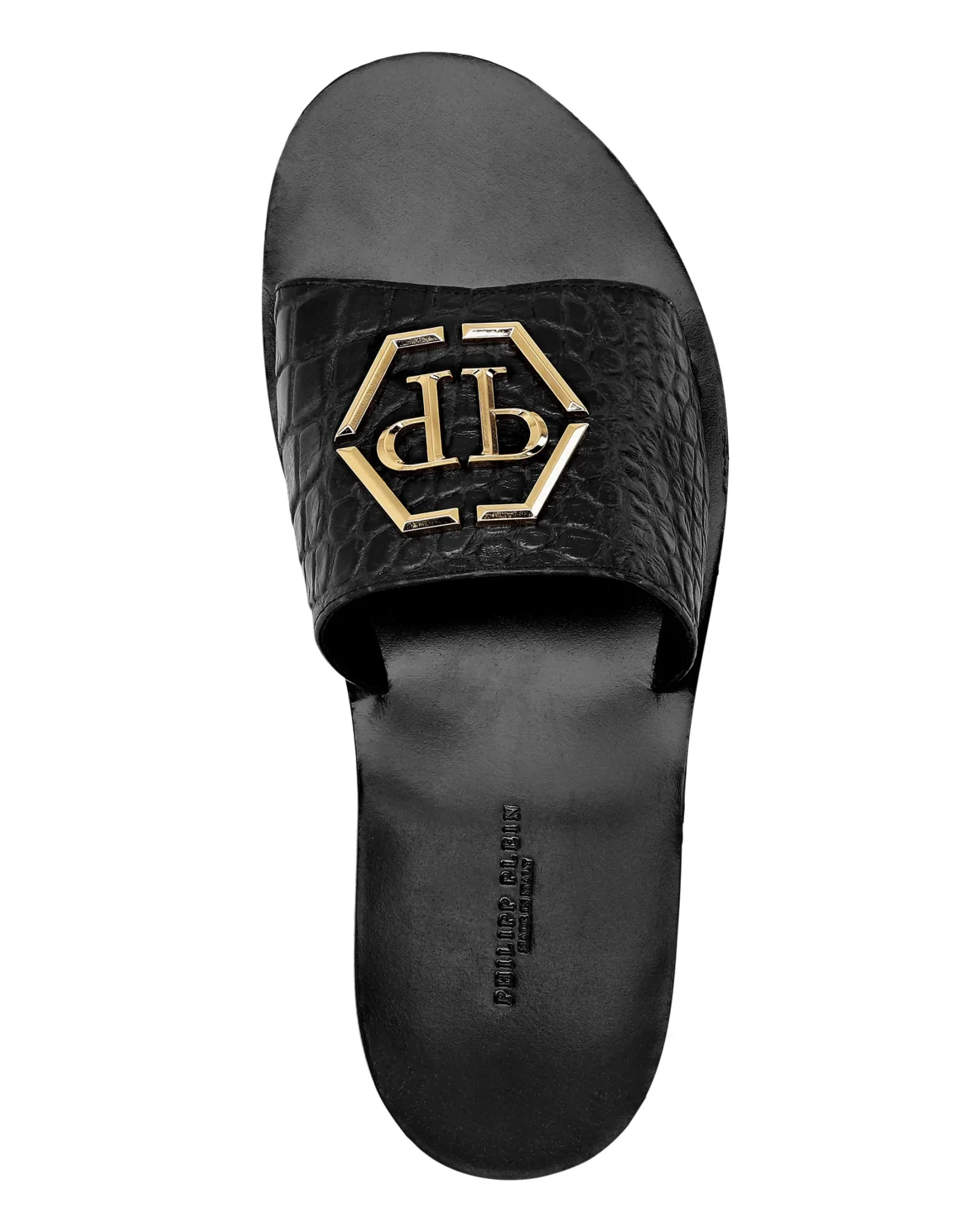 Flat Crocco Printed Sandals, цвет: Черный