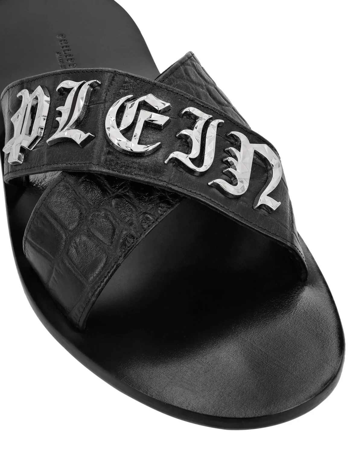 Flat Crocco Printed Sandals, цвет: Черный