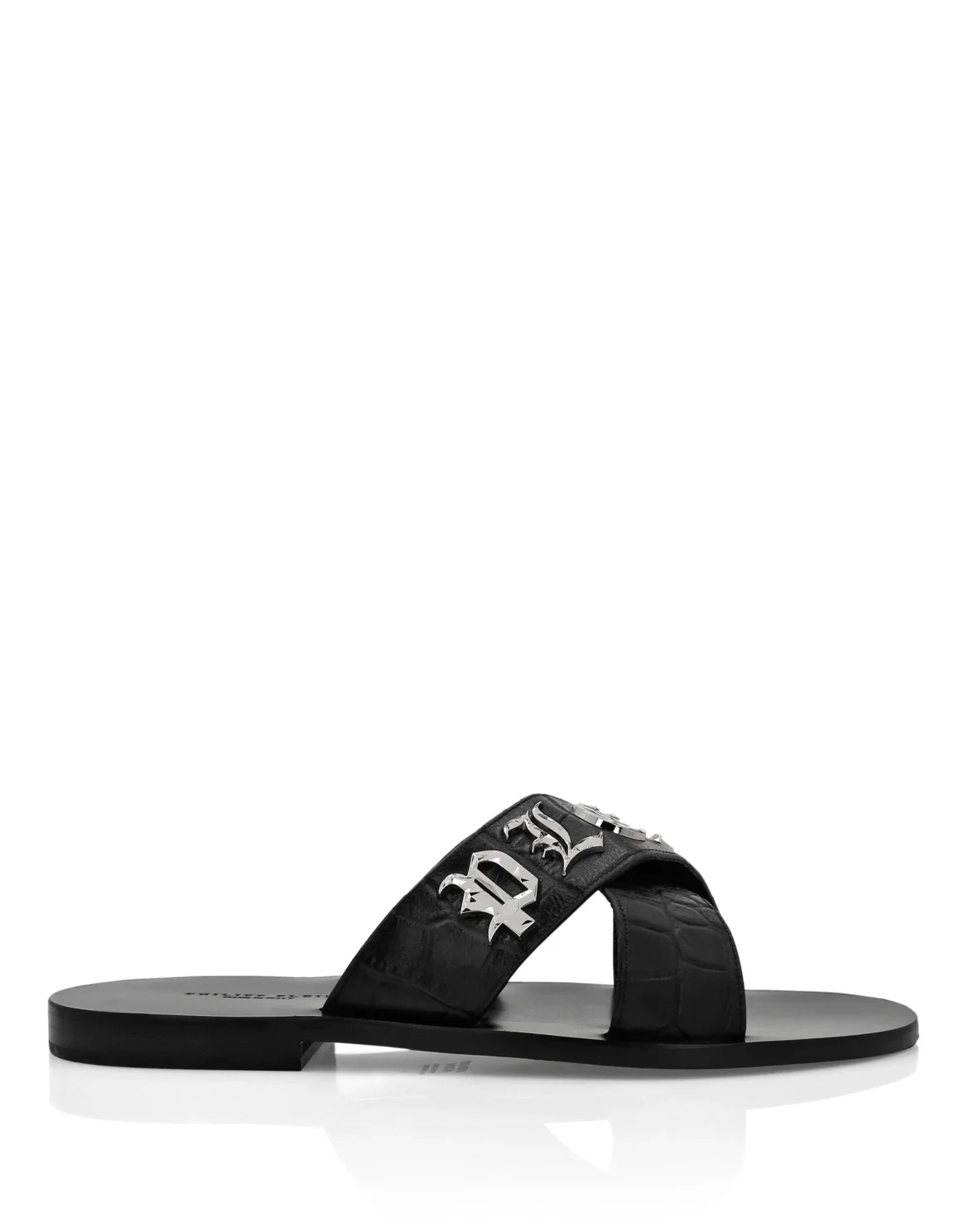 Flat Crocco Printed Sandals, цвет: Черный