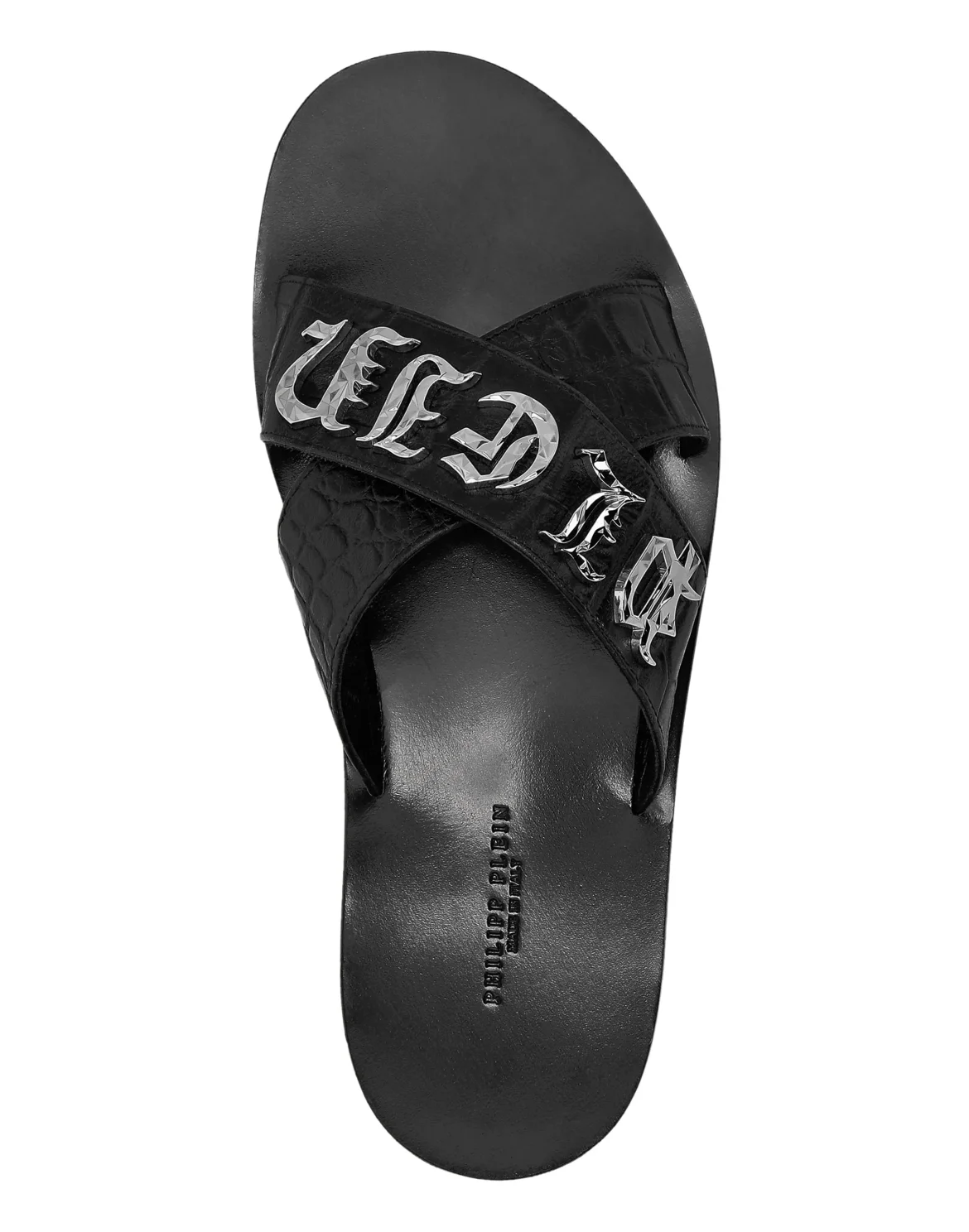 Flat Crocco Printed Sandals, цвет: Черный