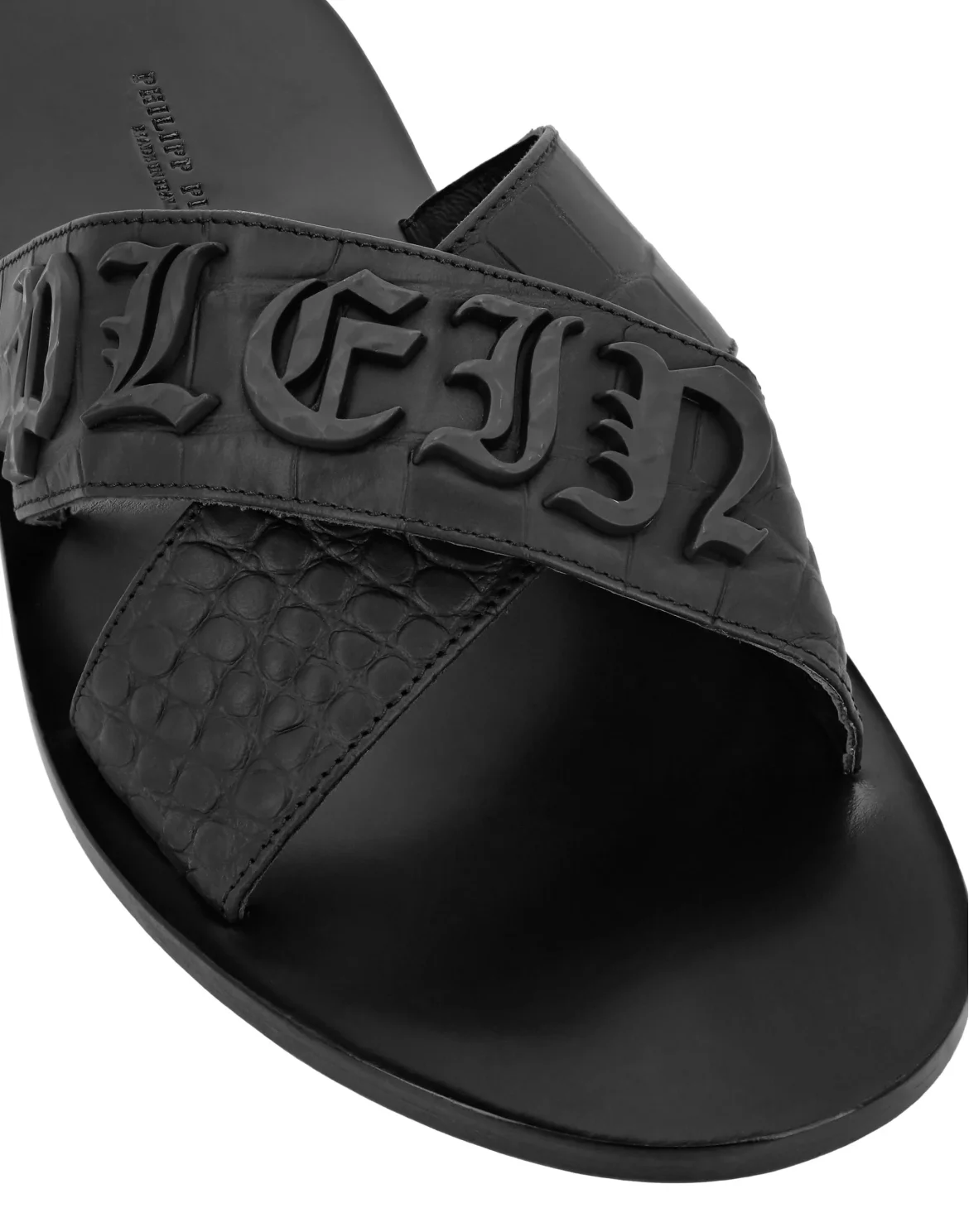 Flat Crocco Printed Sandals, цвет: Черный