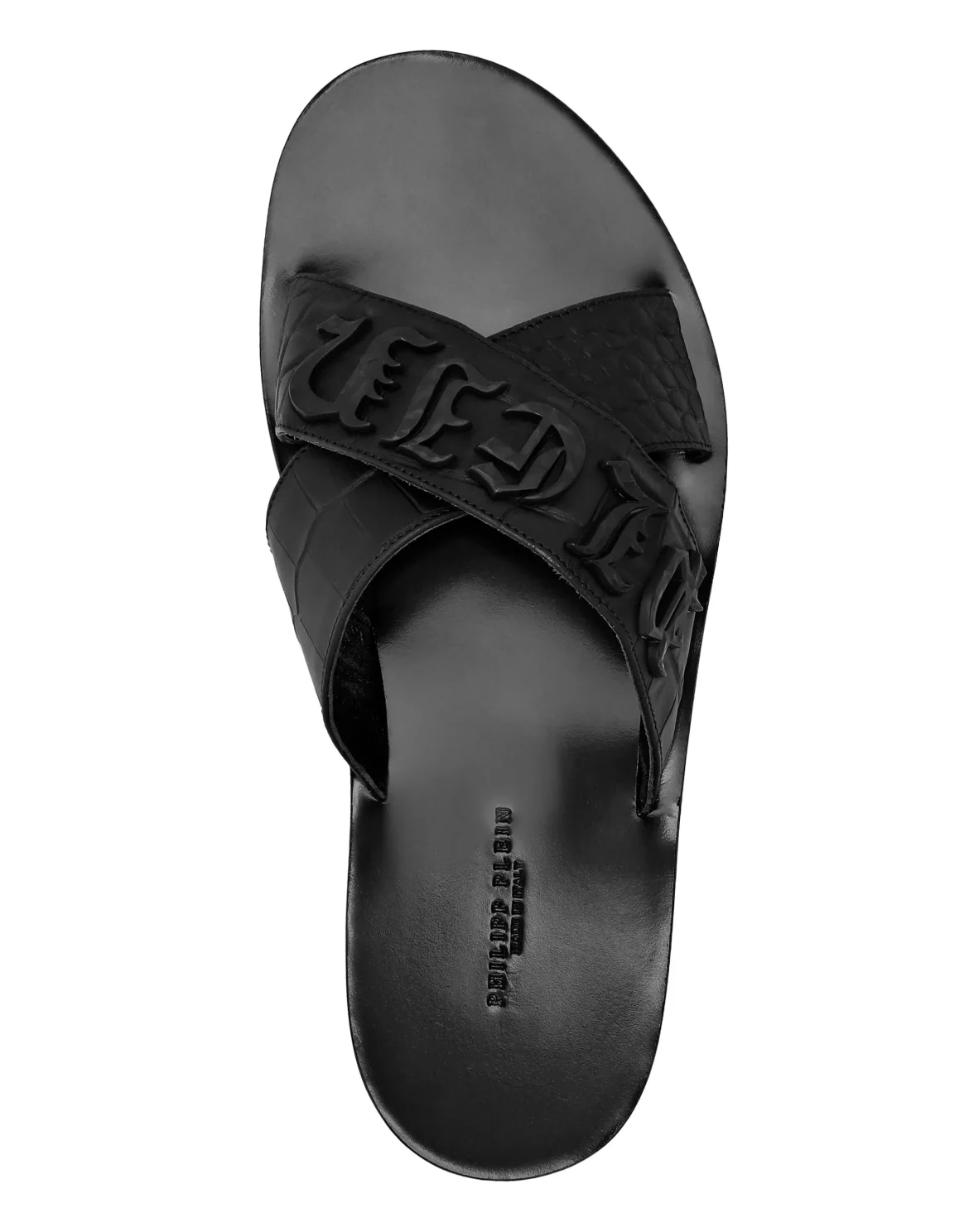 Flat Crocco Printed Sandals, цвет: Черный