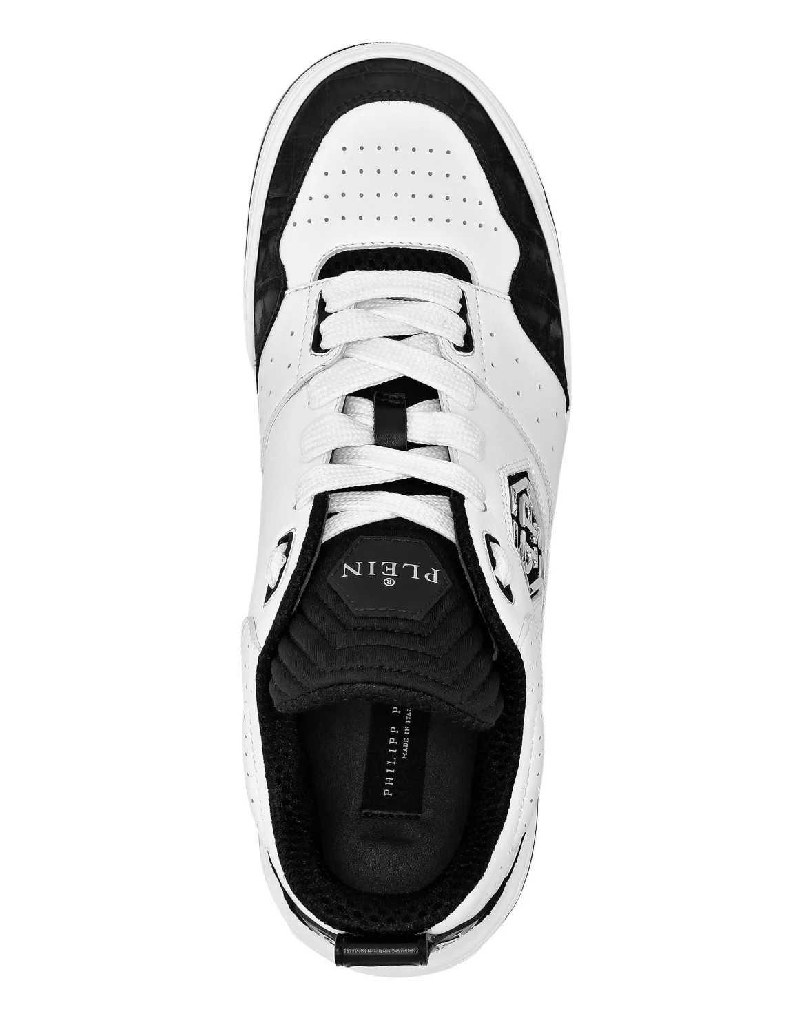 Croco Printed Leather Lo-Top Sneakers, цвет: Белый