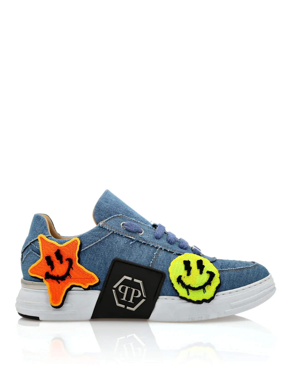 Denim Lo-Top Sneakers Smile Graffiti, цвет: Синий