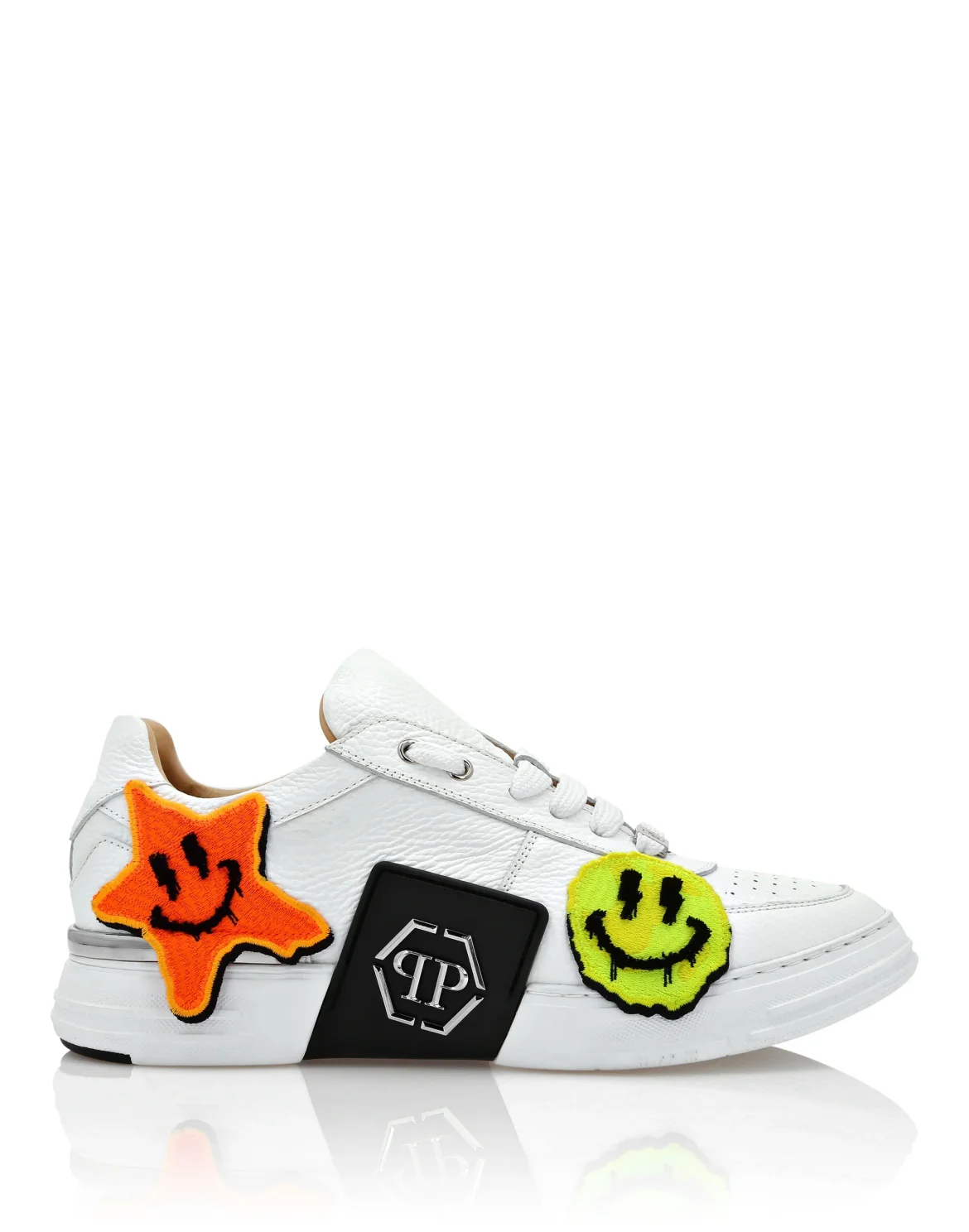 Leather Lo-Top Sneakers Smile Graffiti, цвет: Белый
