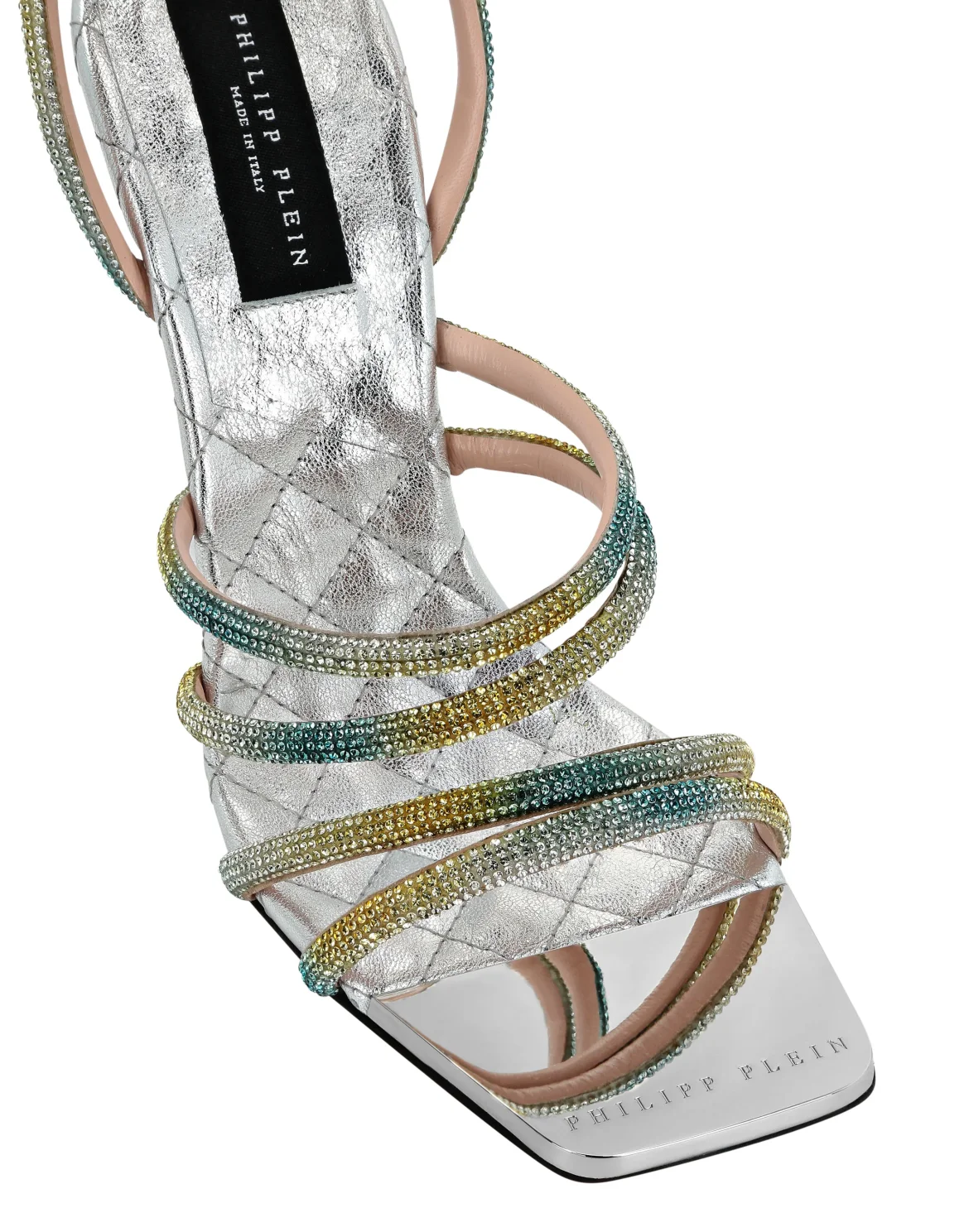 Mirror Leather Sandals Hi-Heels Crystal, цвет: Серебристый