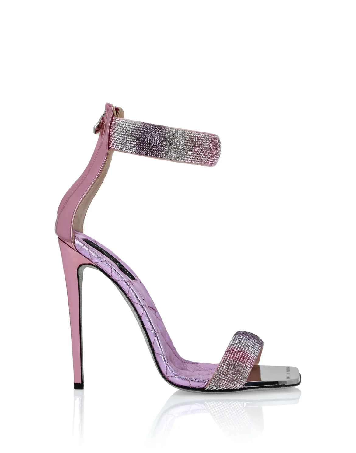 Mirror Leather Sandals Hi-Heels Crystal, цвет: Розовый