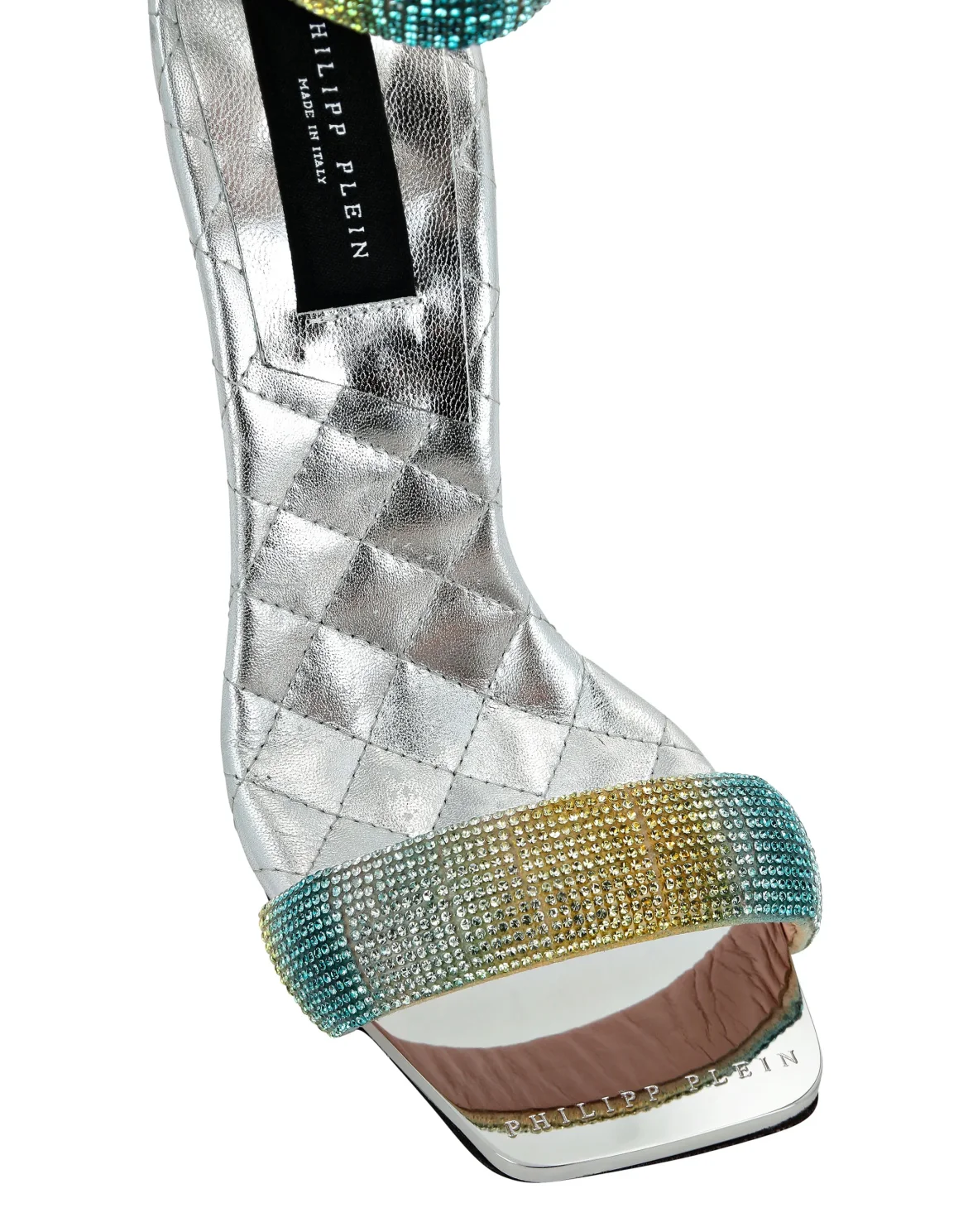 Mirror Leather Sandals Hi-Heels Crystal, цвет: Серебристый