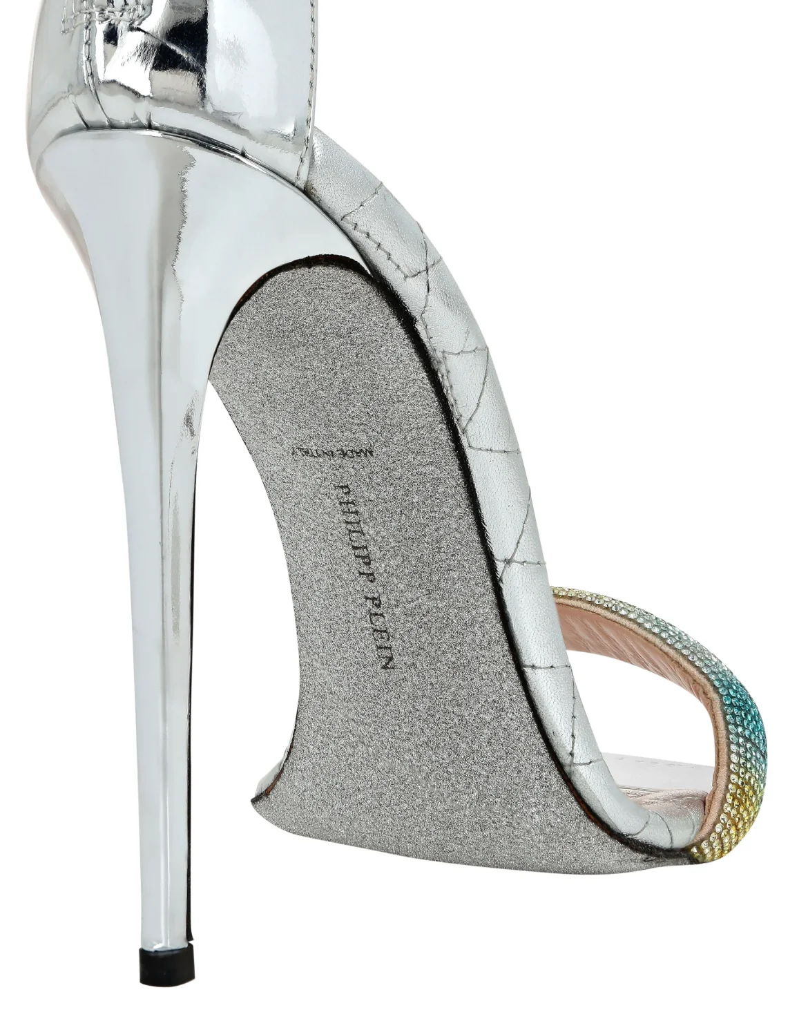 Mirror Leather Sandals Hi-Heels Crystal, цвет: Серебристый