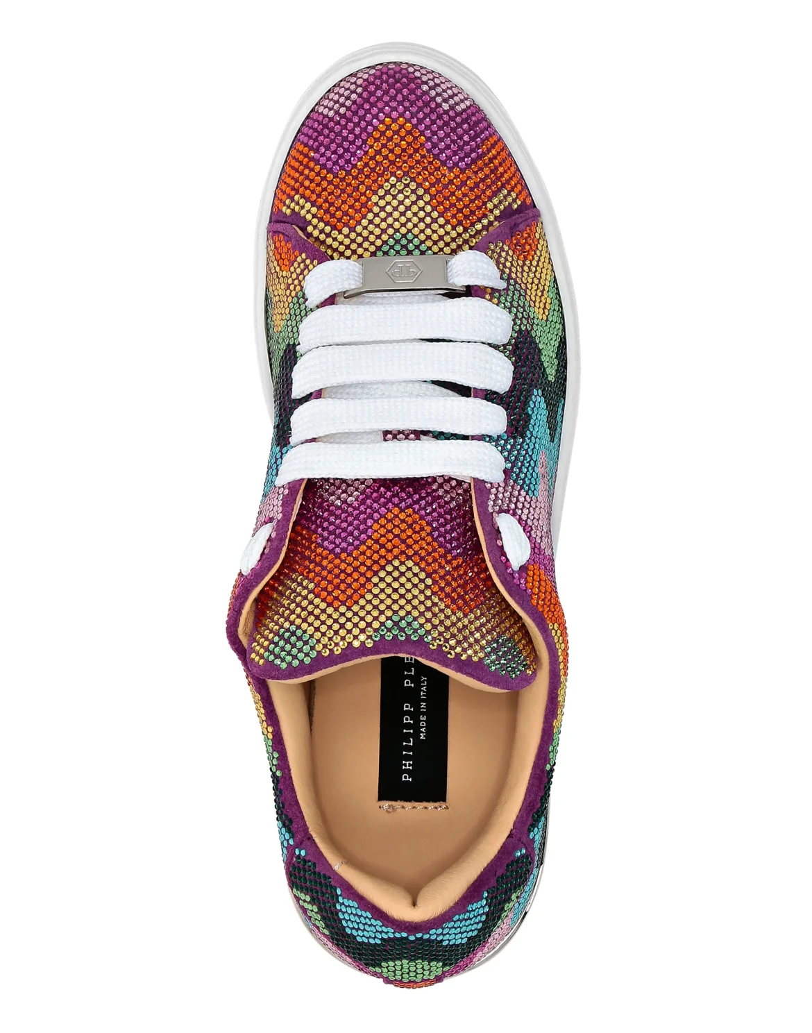 Suede Lo-Top Sneakers with Crystals Waves Rainbow, цвет: Мультиколор