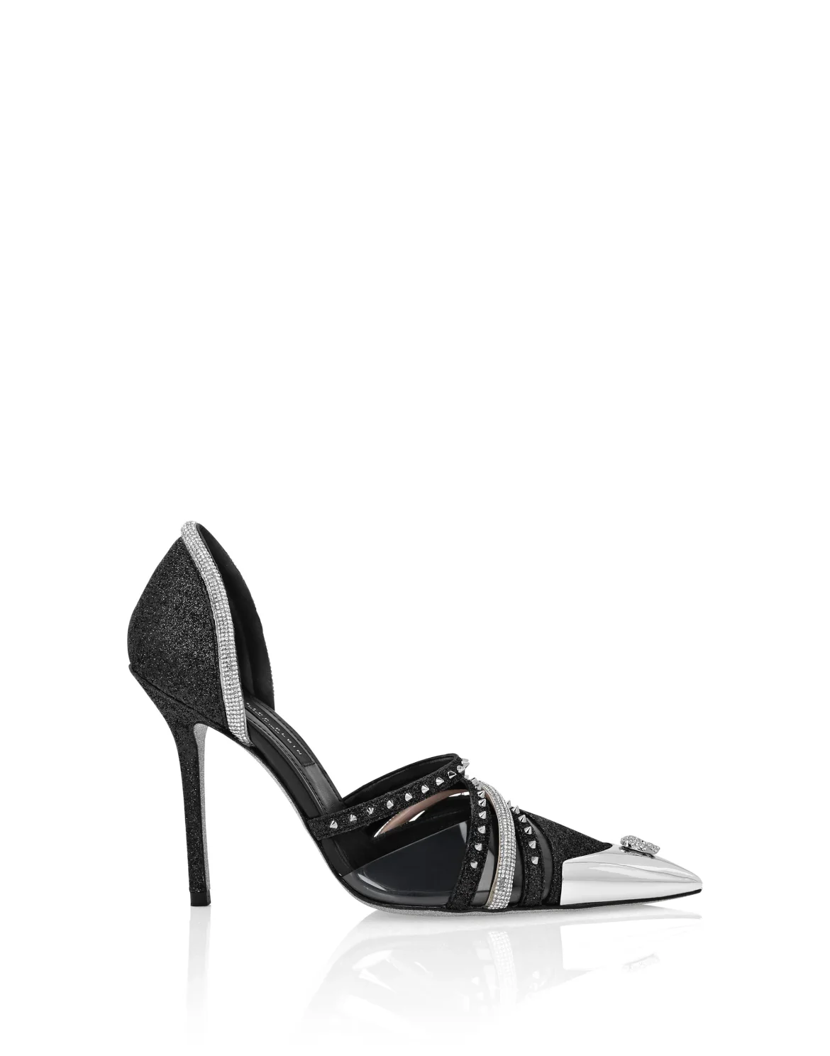 Glitter & Suede Decollete Pumps, цвет: Черный