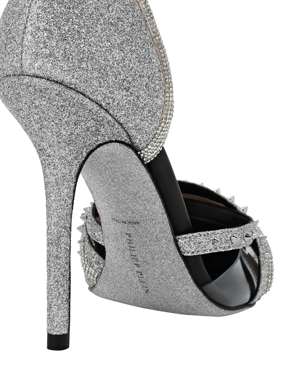 Glitter & Suede Decollete Pumps, цвет: Серебристый