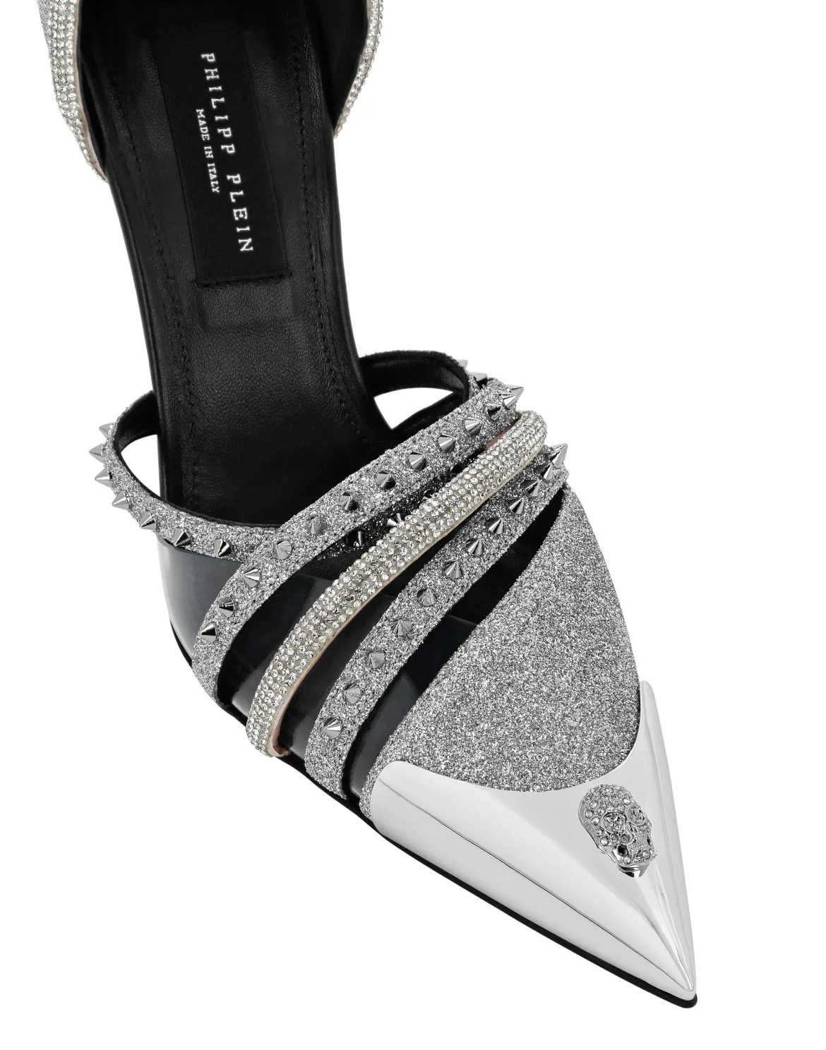 Glitter & Suede Decollete Pumps, цвет: Серебристый