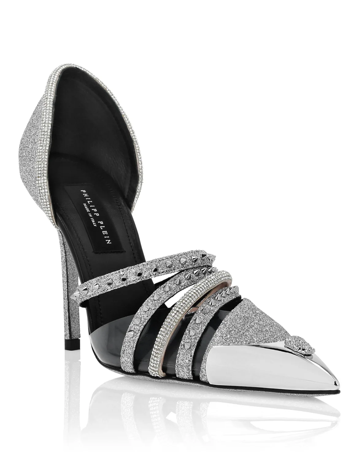 Glitter & Suede Decollete Pumps, цвет: Серебристый