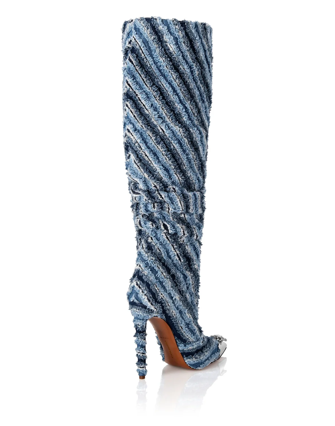 Mix Denim High Boots Hi-Heels, цвет: Синий