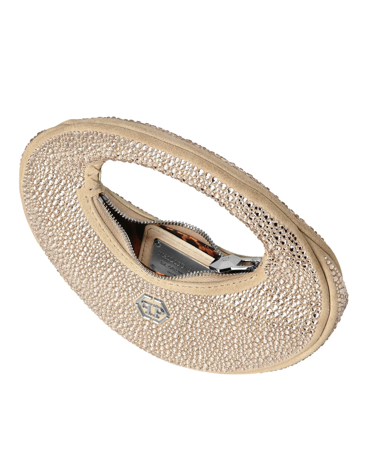 Suede Mini Handle Bag Strass, цвет: Бежевый