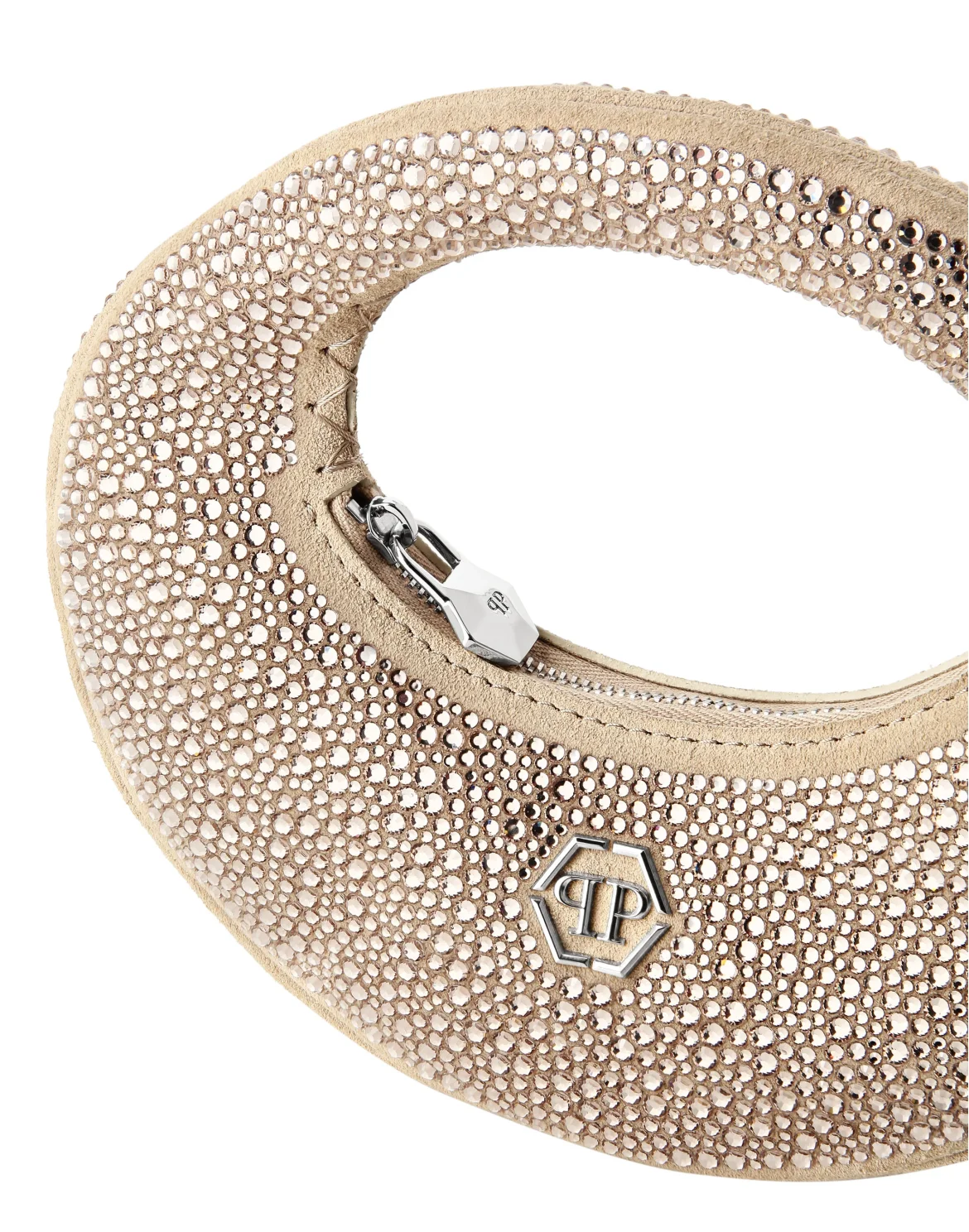 Suede Mini Handle Bag Strass, цвет: Бежевый