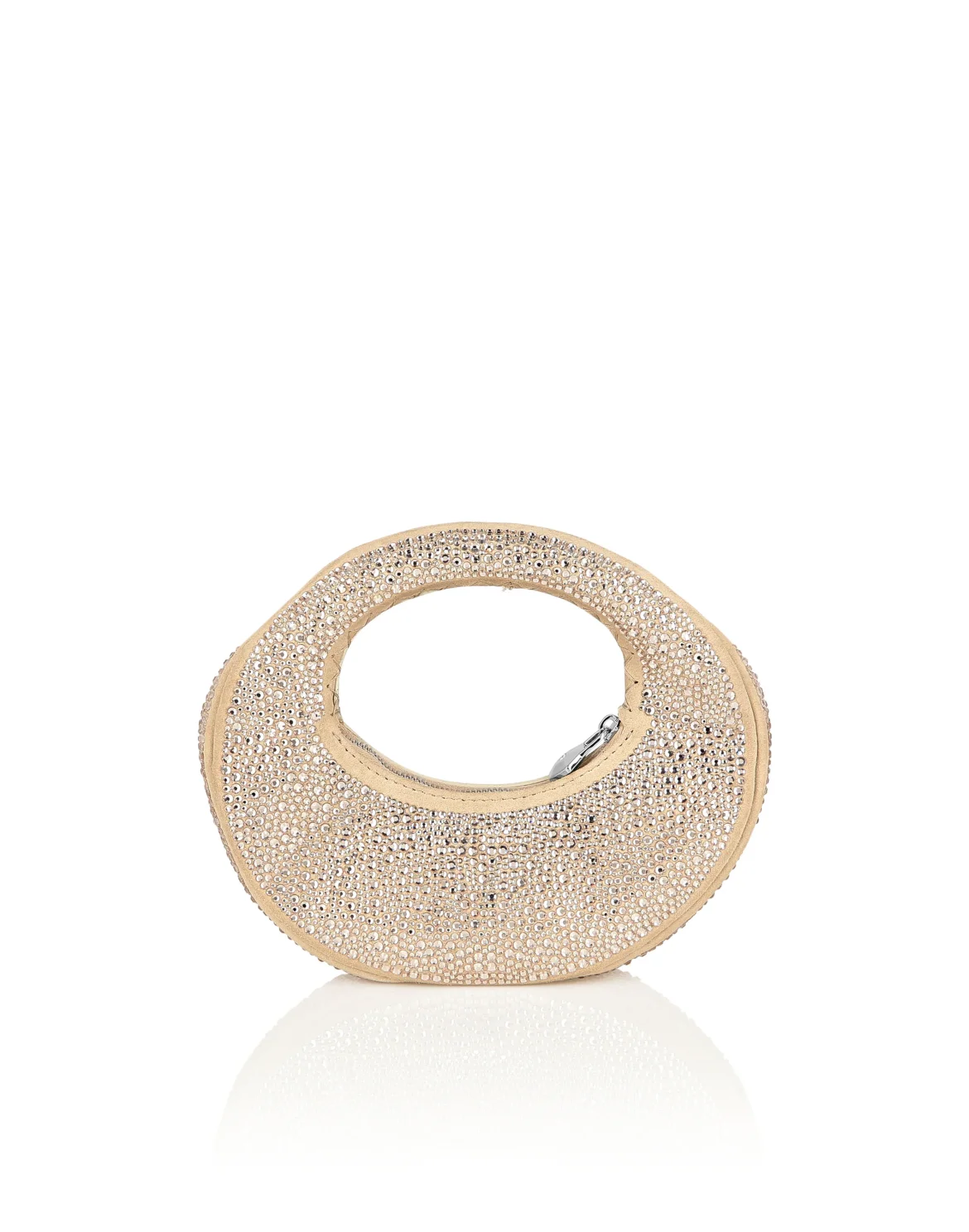 Suede Mini Handle Bag Strass, цвет: Бежевый