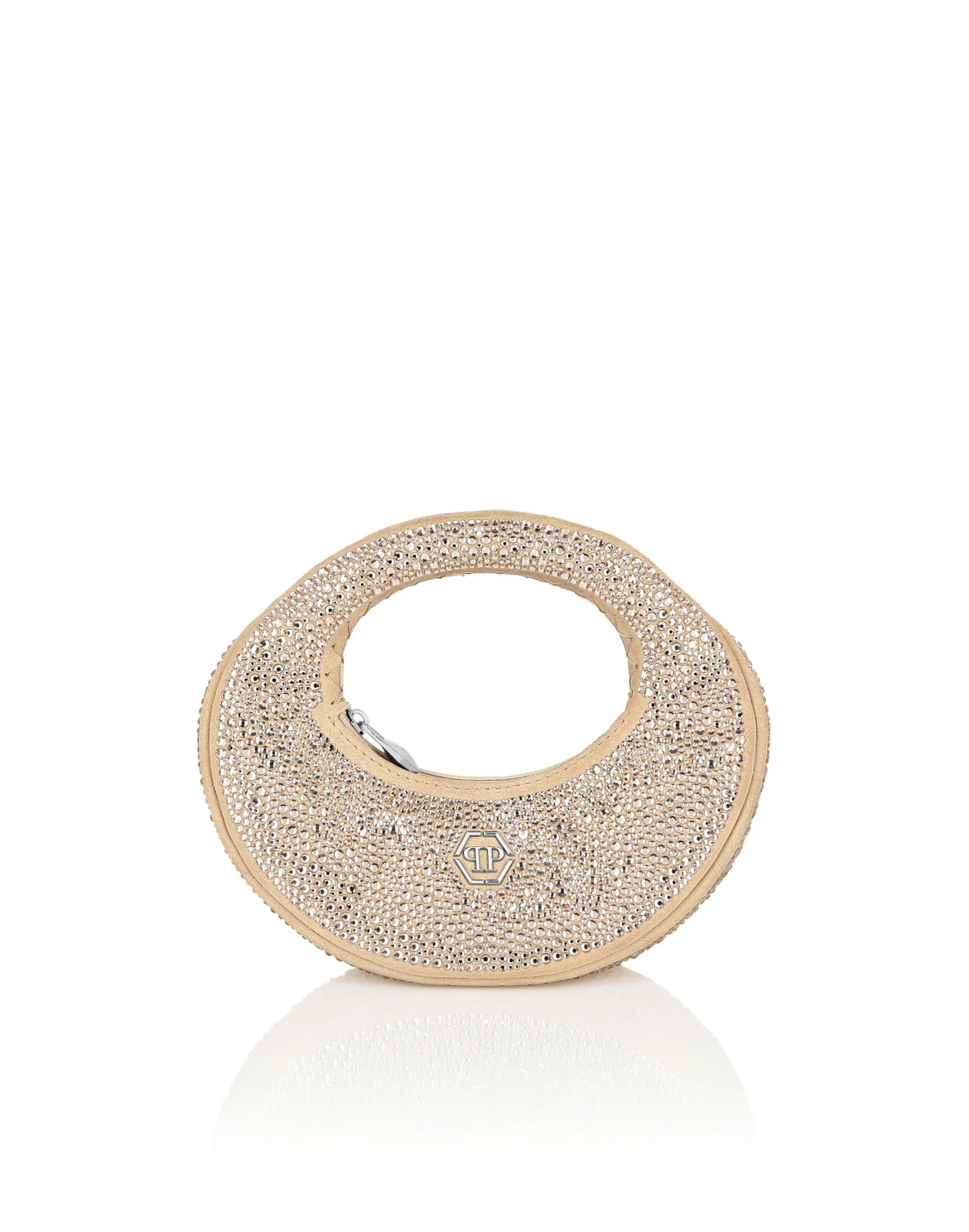 Suede Mini Handle Bag Strass, цвет: Бежевый