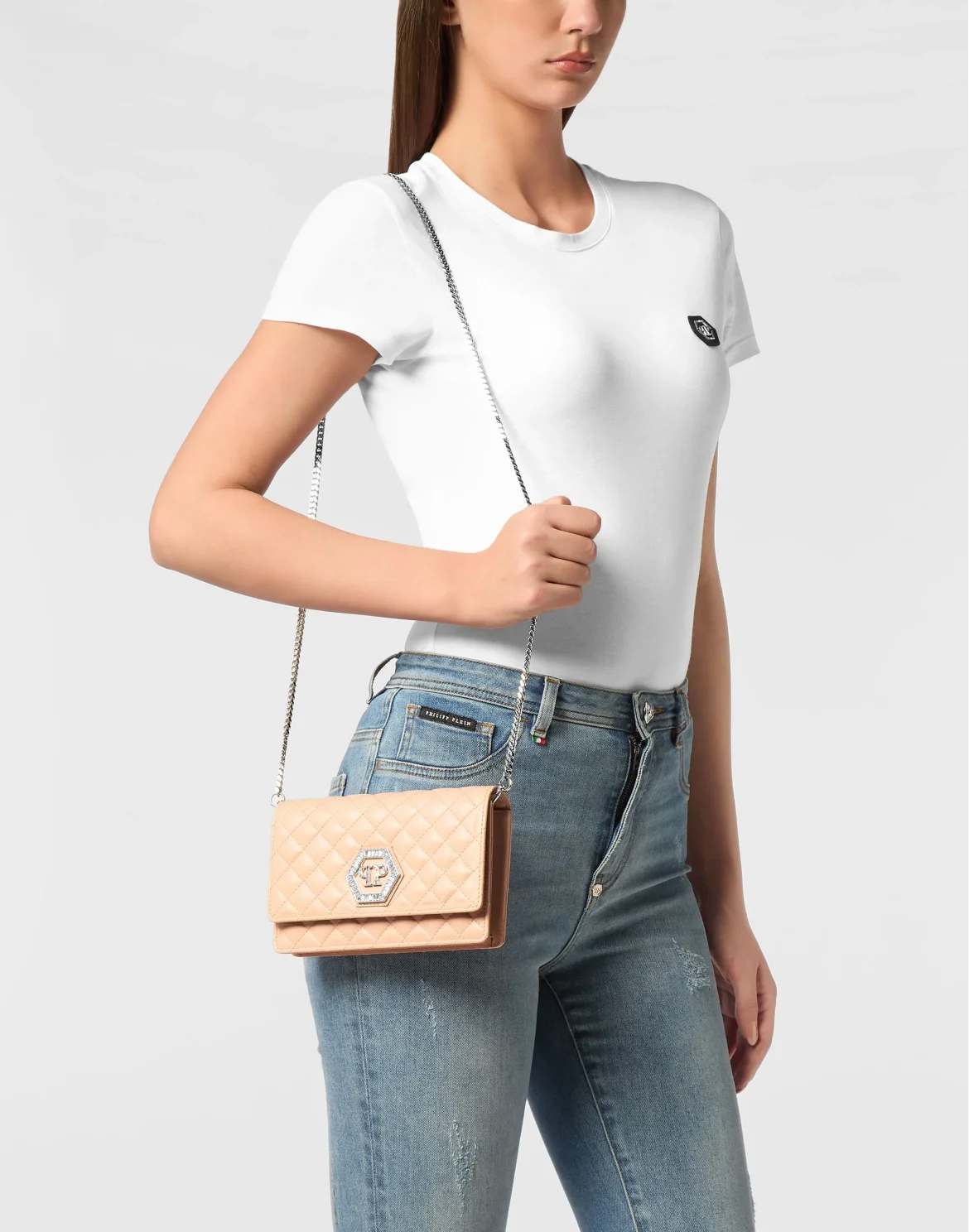 Nappa Leather Mini Shoulder Matelasse, цвет: Розовый