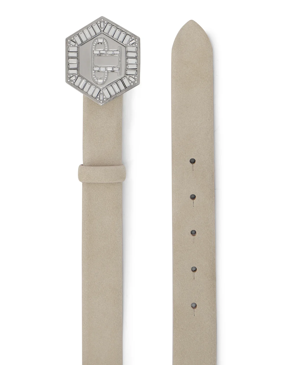 Saffiano Leather Belt Hexagon, цвет: Бежевый