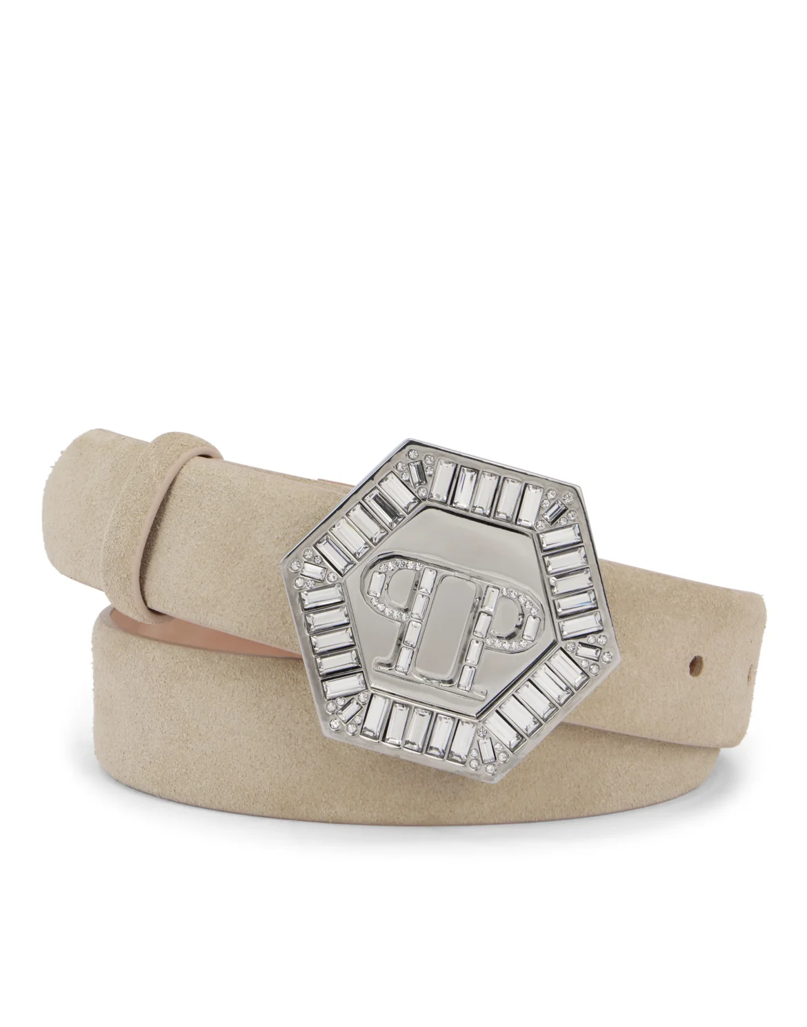 Saffiano Leather Belt Hexagon, цвет: Бежевый