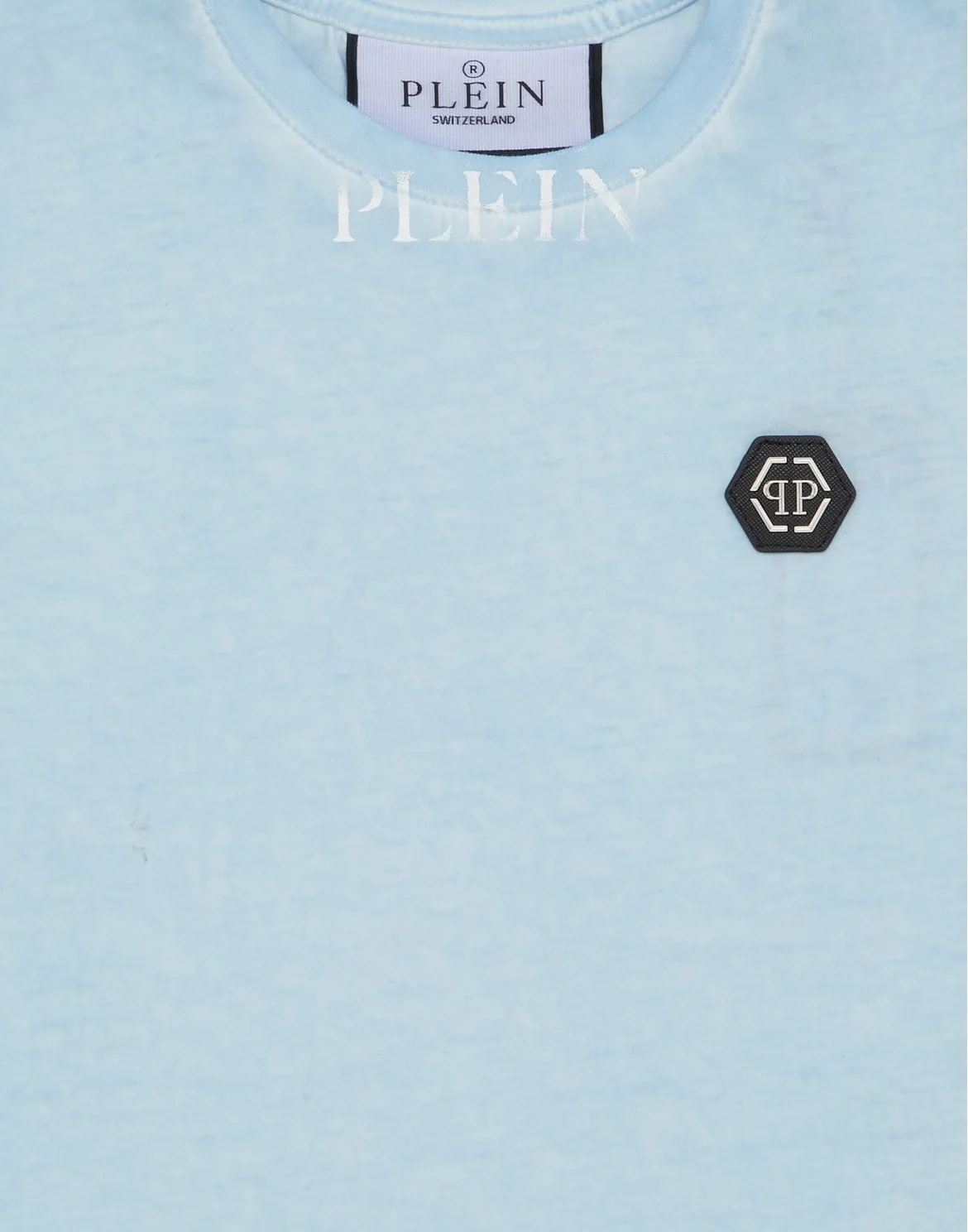 T-shirt Round Neck SS Basic Plein Old dye, цвет: Голубой