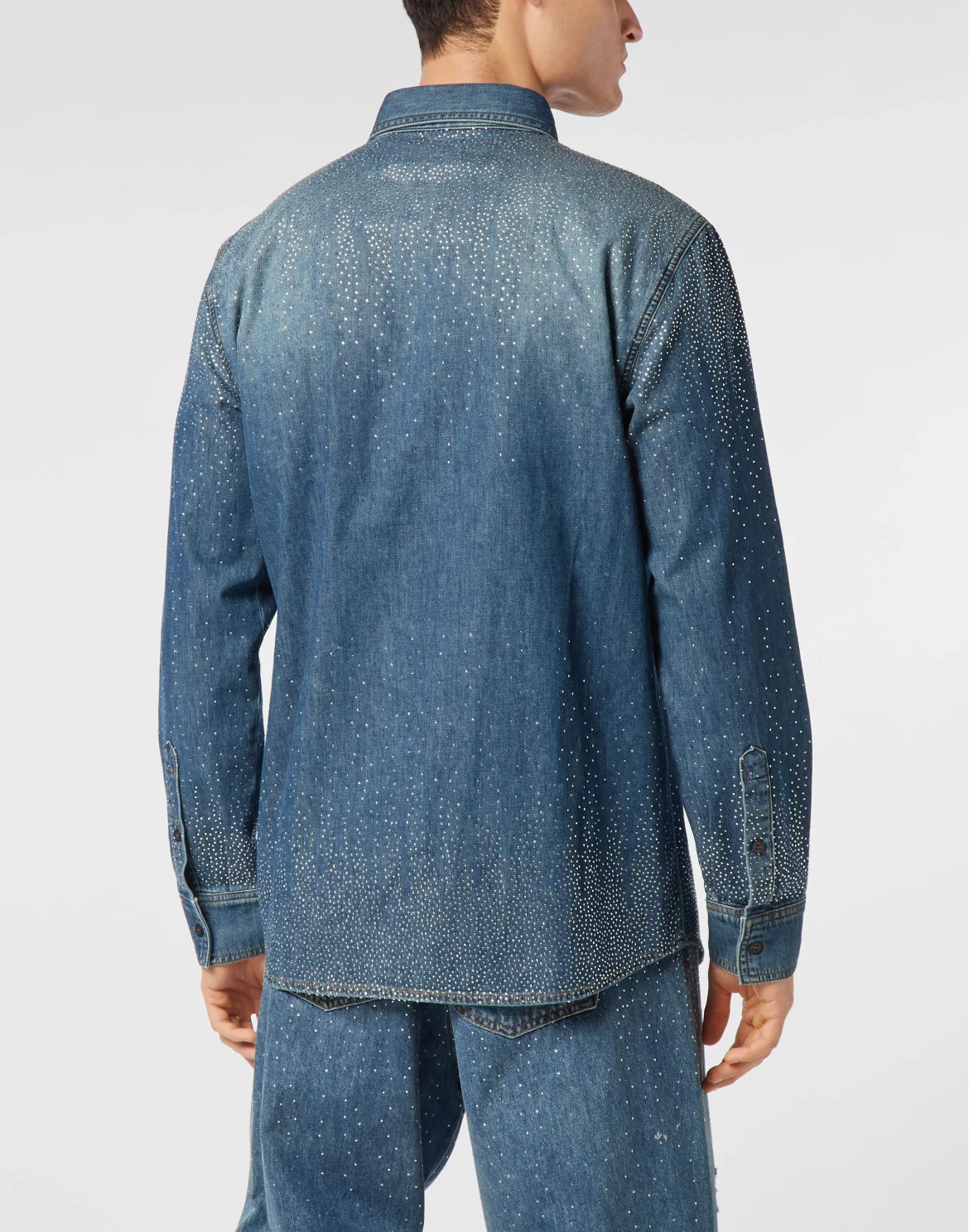 Denim Shirt Ls Strass, цвет: Синий