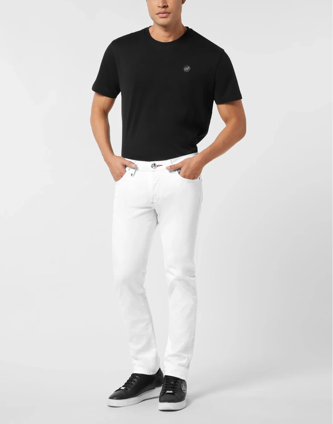 Denim Trousers Super Straight Cut Skulls, цвет: Белый