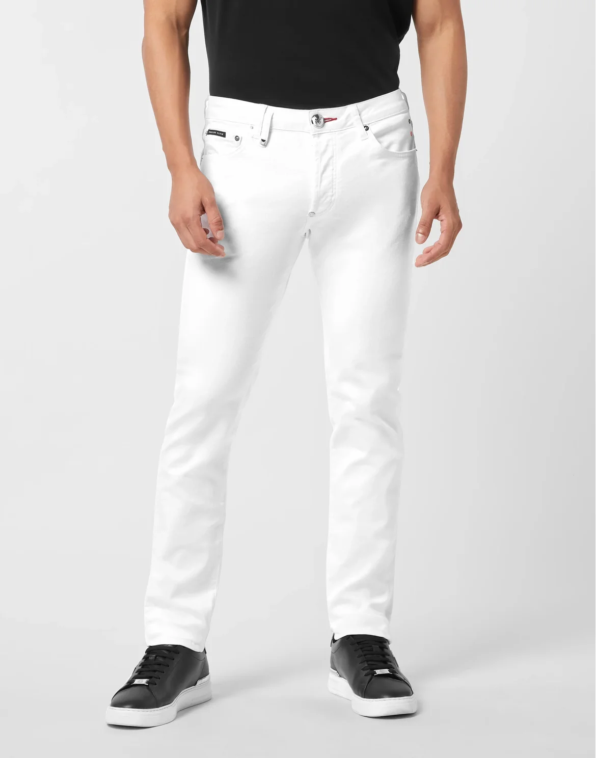 Denim Trousers Super Straight Cut Skulls, цвет: Белый